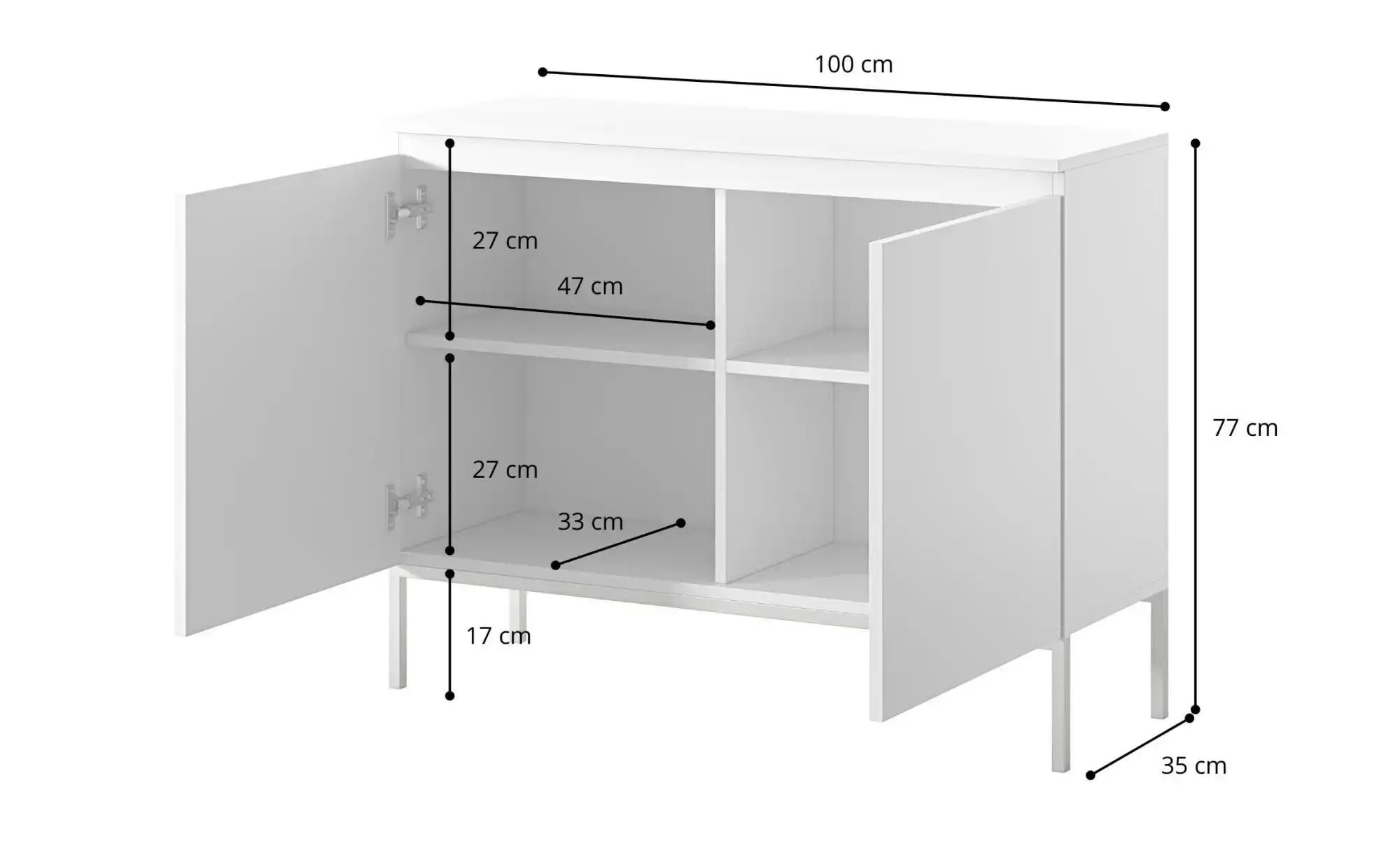 Sideboard  Bemmi ¦ weiß ¦ Maße (cm): B: 100 H: 77 Kommoden & Sideboards > S günstig online kaufen