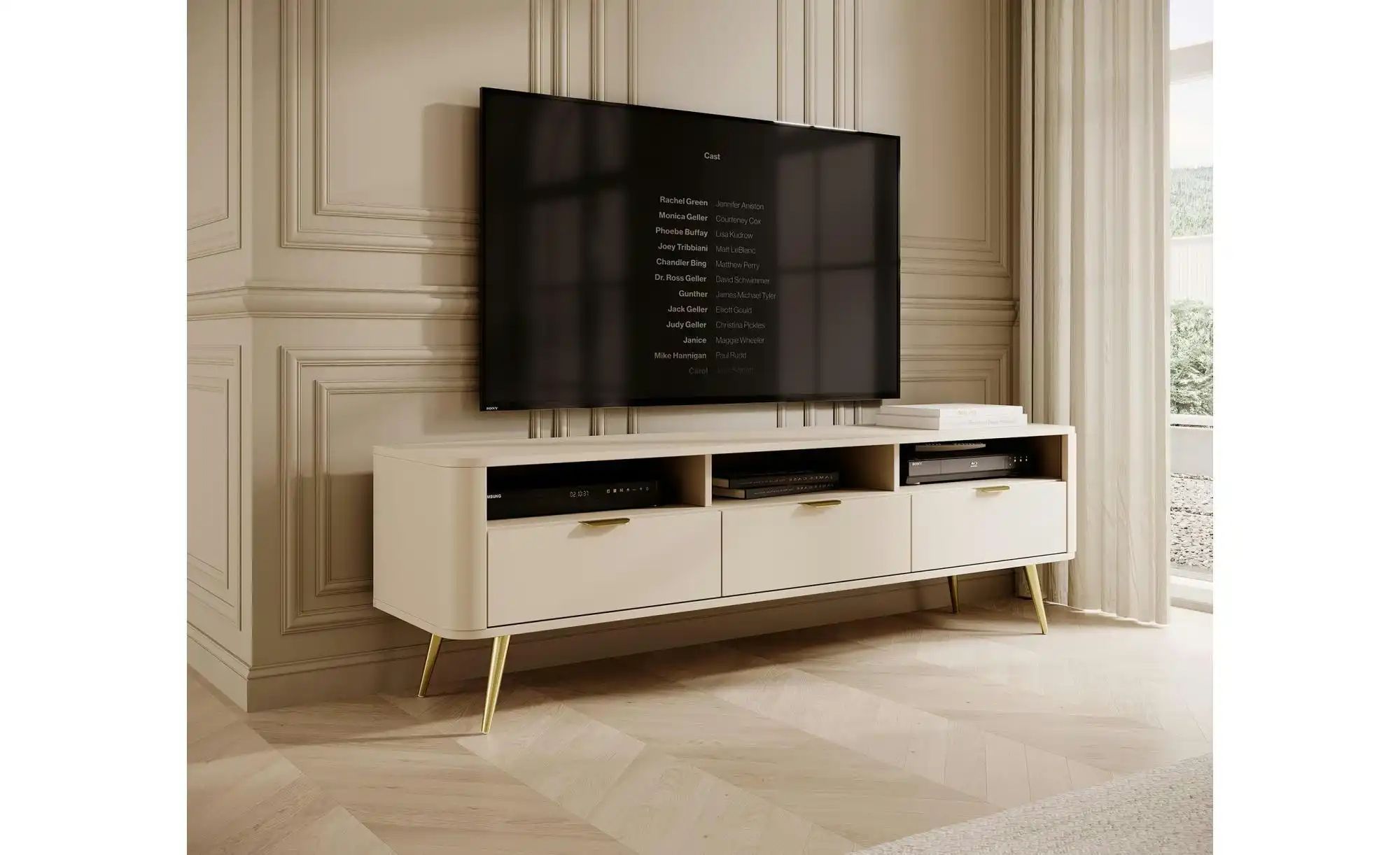 Thumbnail - Selsey Lowboard Oval ¦ beige ¦ Maße (cm): B: 162 H: 49 Kommoden & Sideboards > Lowboards - Höffner