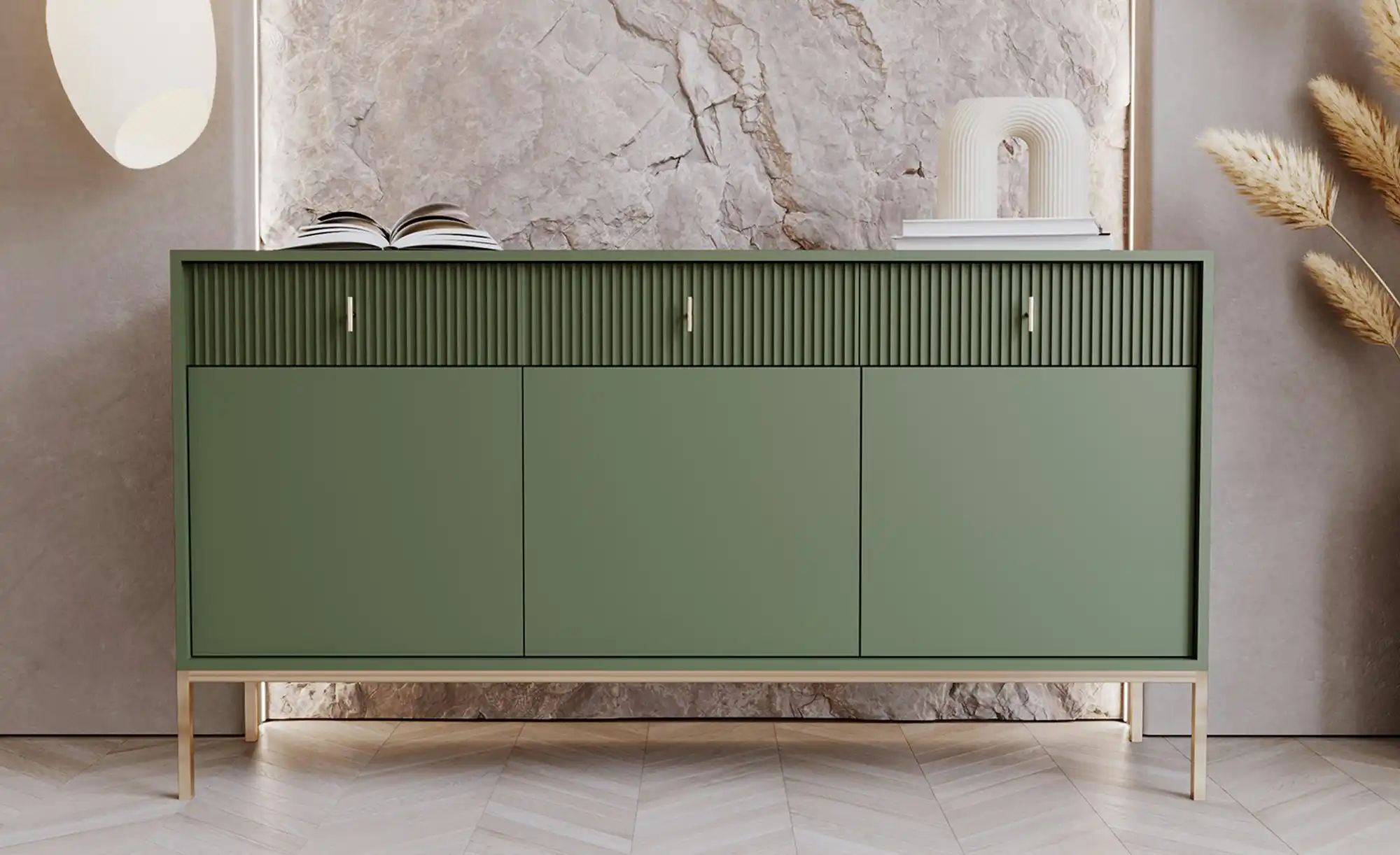 Sideboard  Maglione ¦ grün ¦ Maße (cm): B: 154 H: 83 T: 39.0 Kommoden & Sid günstig online kaufen