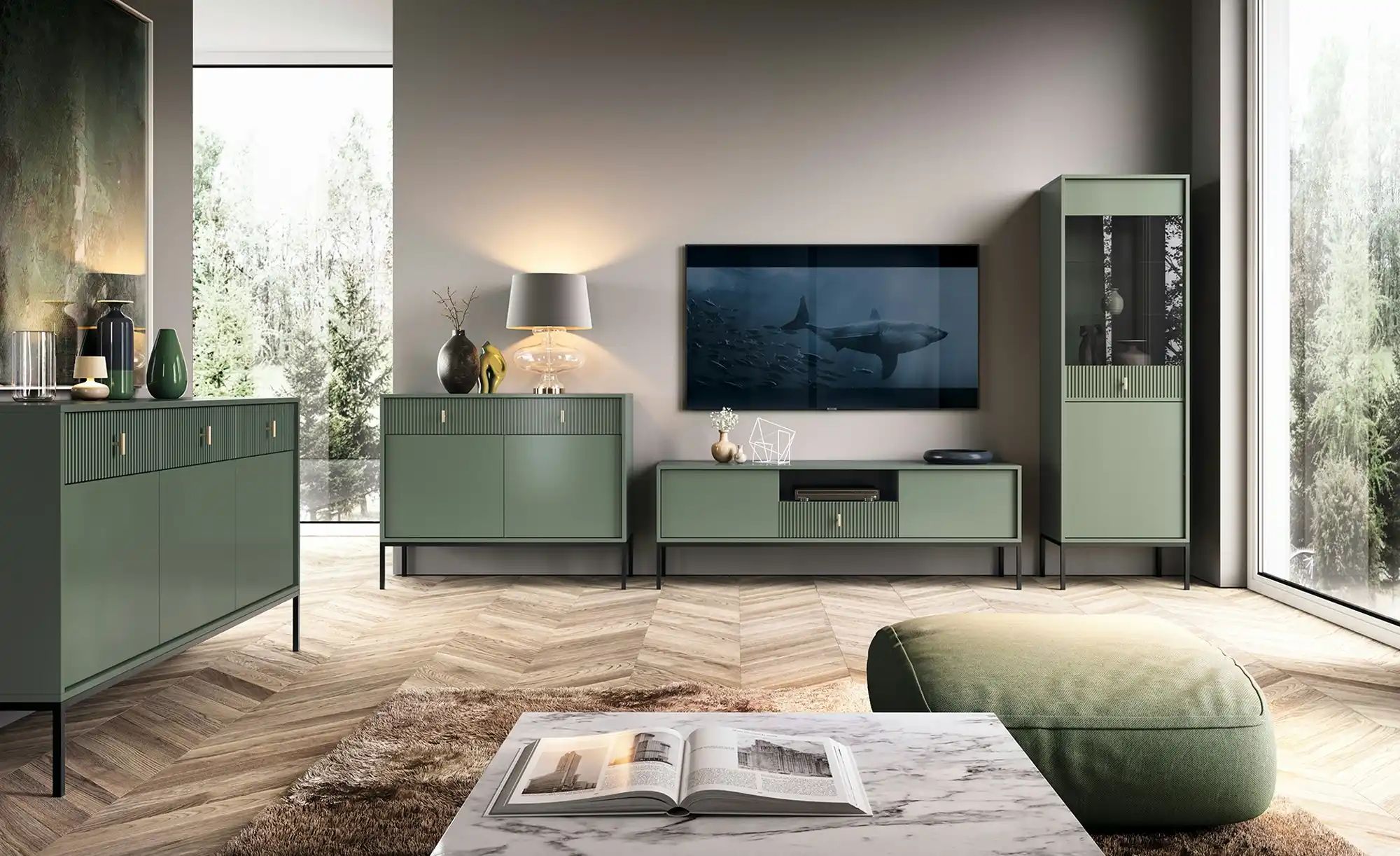 Thumbnail - Kommode Maglione ¦ grün ¦ Maße (cm): B: 104,2 H: 82,6 T: 39.0 Kommoden & Sideboards > Kommoden - Höffner