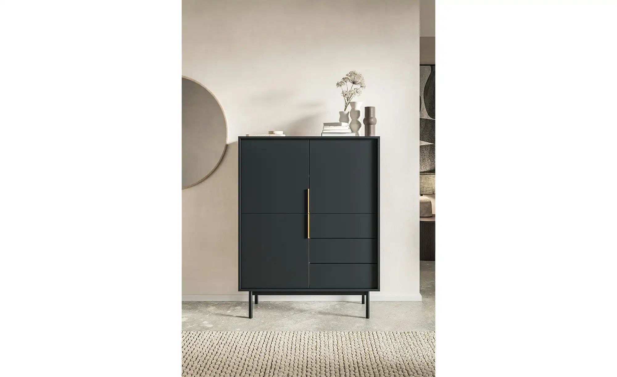 Thumbnail - Highboard Vinchio ¦ schwarz ¦ Maße (cm): B: 104 H: 139,5 T: 39.0 Kommoden & Sideboards > Highboards - Höffner