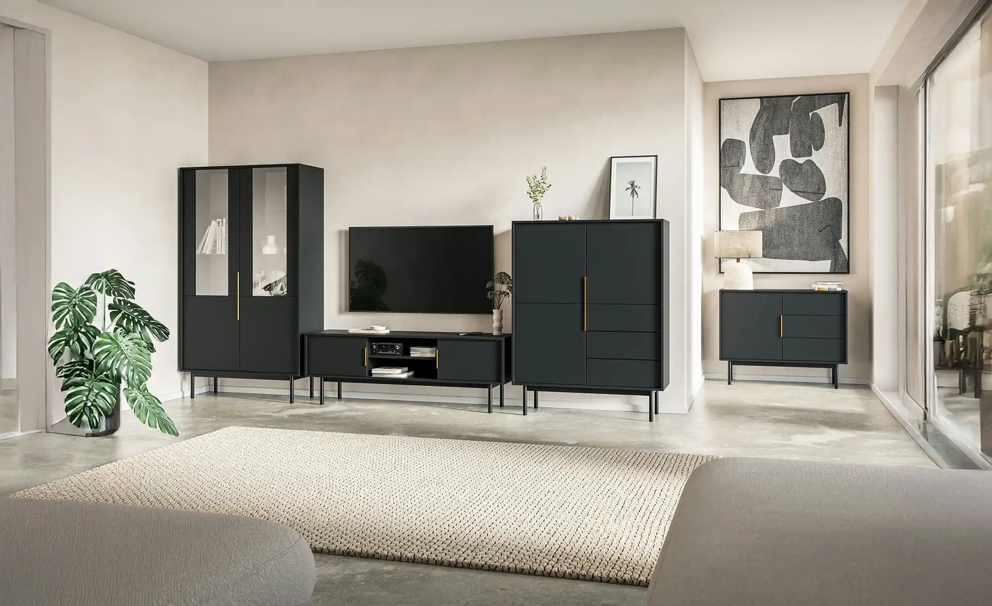 Thumbnail - Highboard Vinchio ¦ schwarz ¦ Maße (cm): B: 104 H: 139,5 T: 39.0 Kommoden & Sideboards > Highboards - Höffner