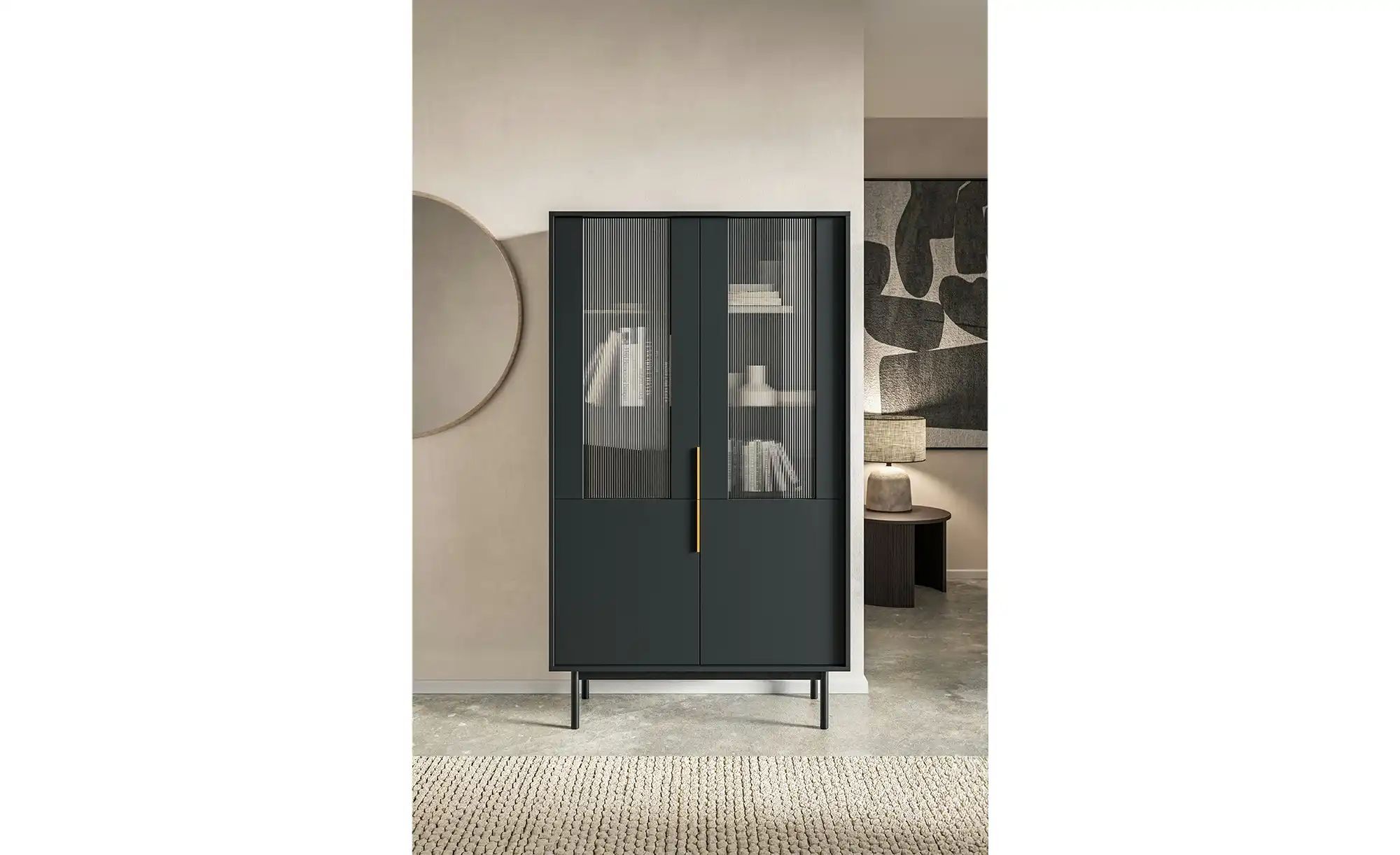 Vitrine  Vinchio ¦ schwarz ¦ Maße (cm): B: 104 H: 179,5 T: 39.0 Schränke > günstig online kaufen