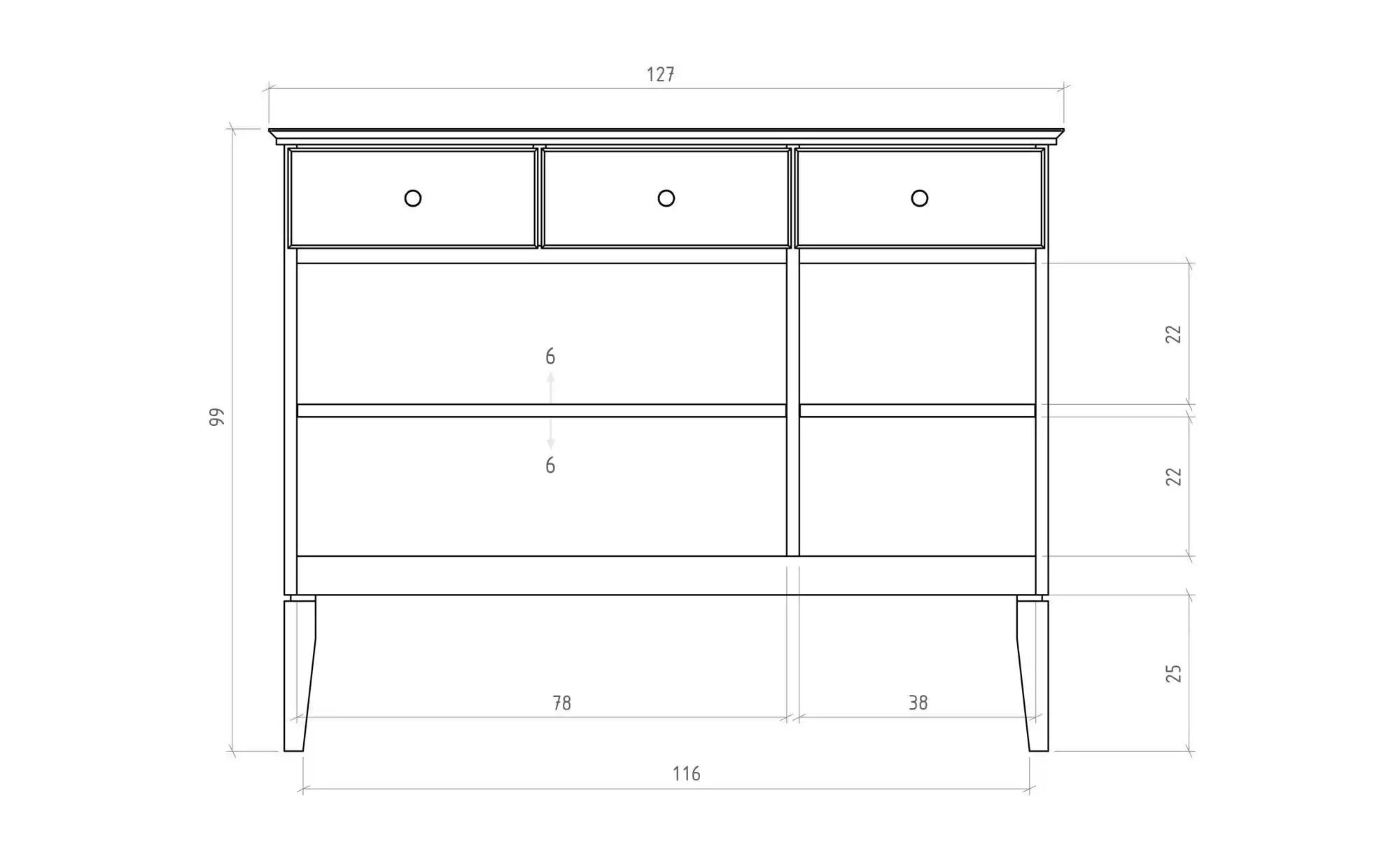 Sideboard  Erik ¦ holzfarben ¦ Maße (cm): B: 127 H: 100 Kommoden & Sideboar günstig online kaufen