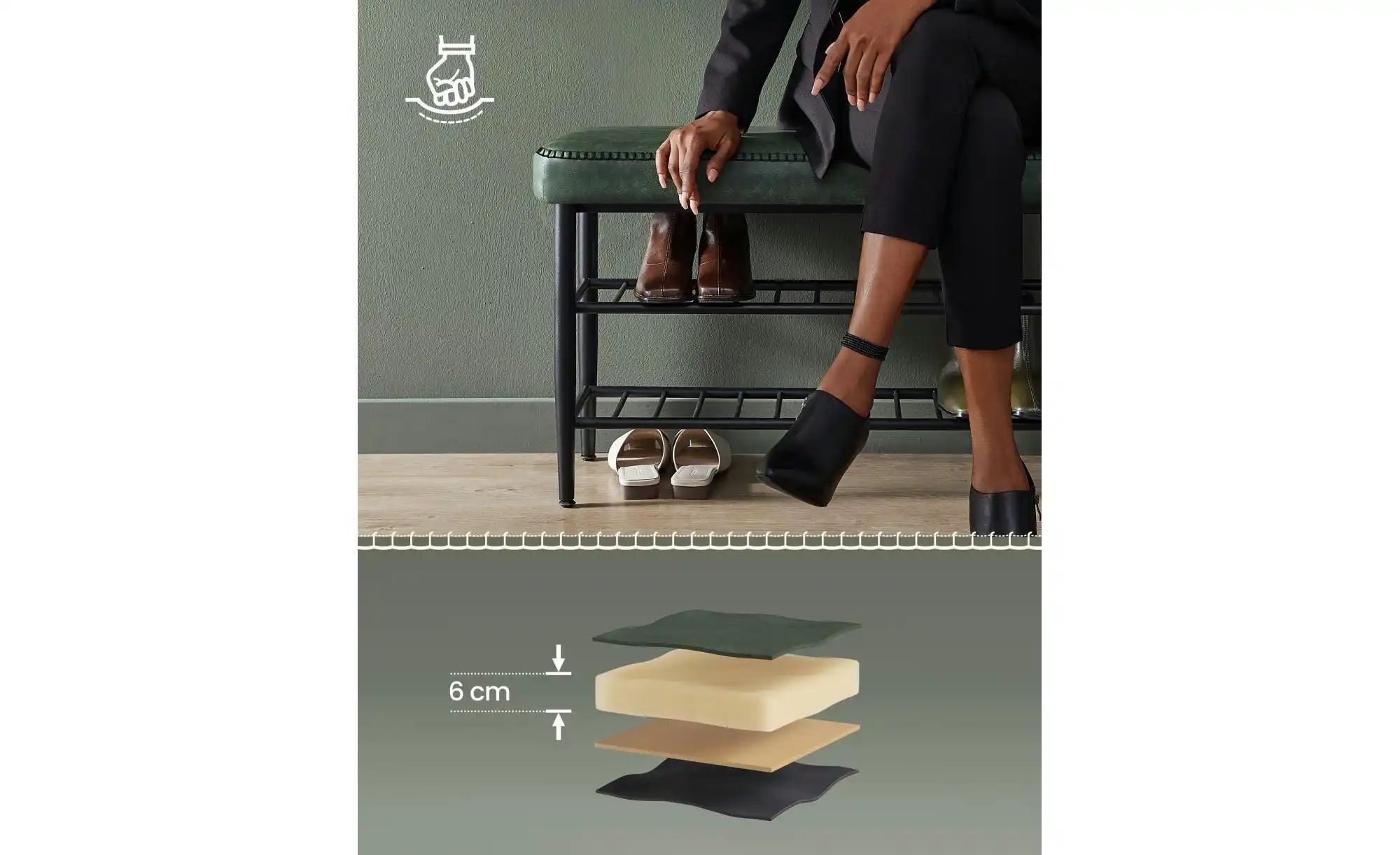 Schuhregal  Ekho ¦ grün ¦ Maße (cm): B: 80 H: 50 Regale > Schuhregale - Höf günstig online kaufen