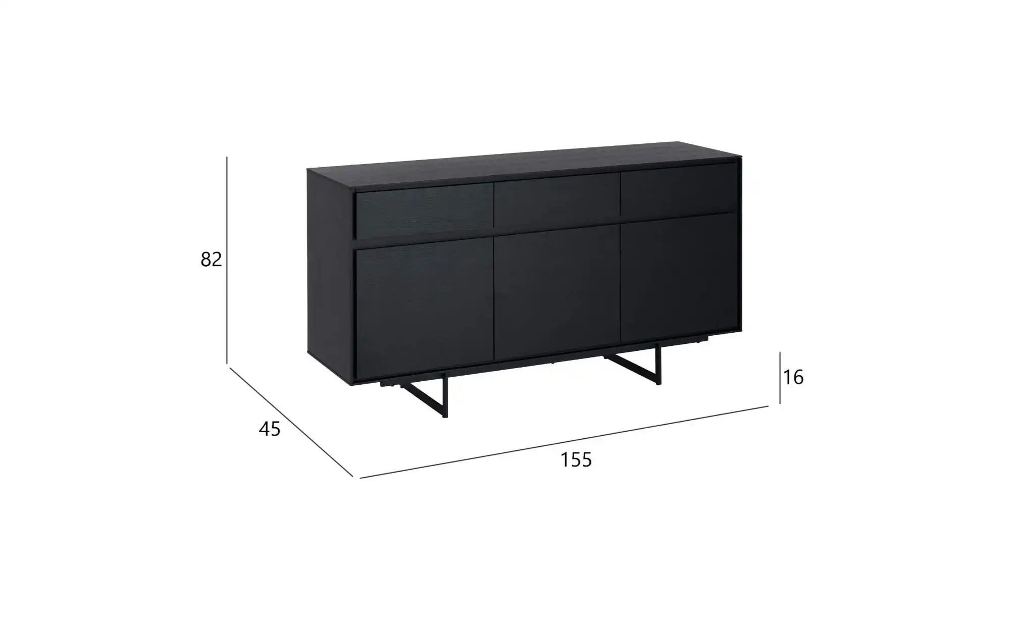 Furnhouse Sideboard   ¦ schwarz ¦ Maße (cm): B: 155 H: 82 Kommoden & Sidebo günstig online kaufen