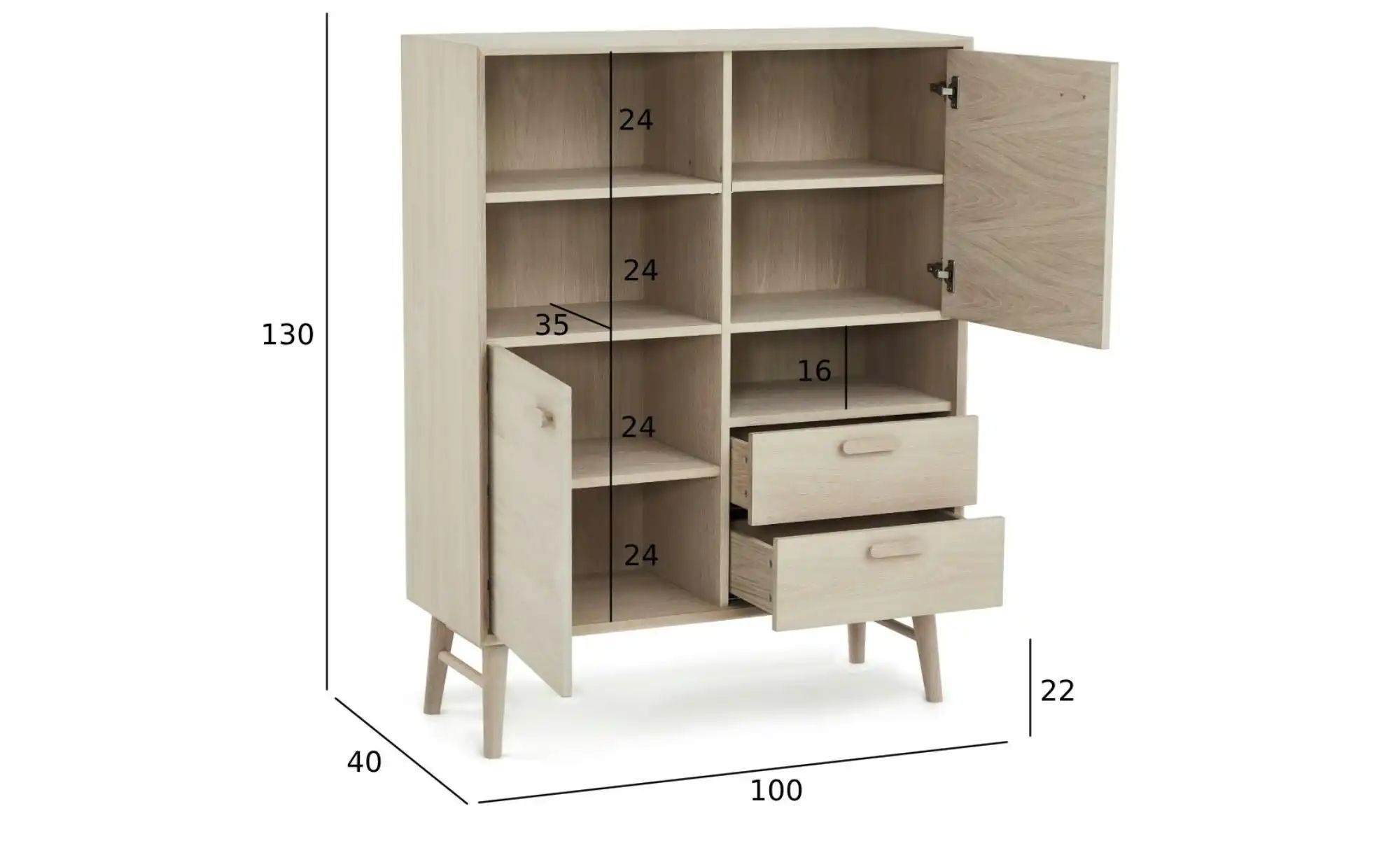 Furnhouse Highboard   ¦ holzfarben ¦ Maße (cm): B: 100 H: 130 Kommoden & Si günstig online kaufen