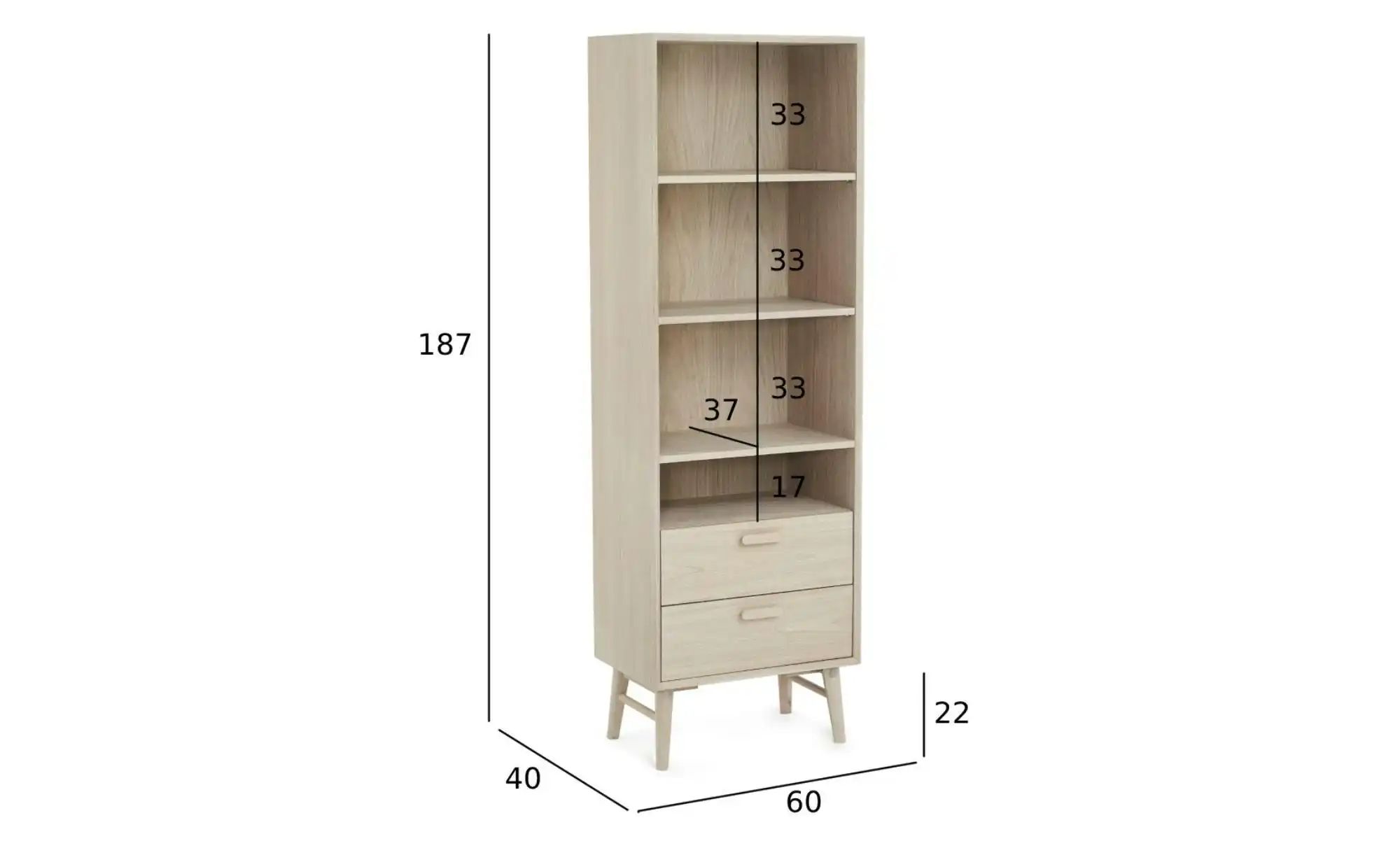 Furnhouse Bücherregal   ¦ holzfarben ¦ Maße (cm): B: 60 H: 187 Regale > Büc günstig online kaufen