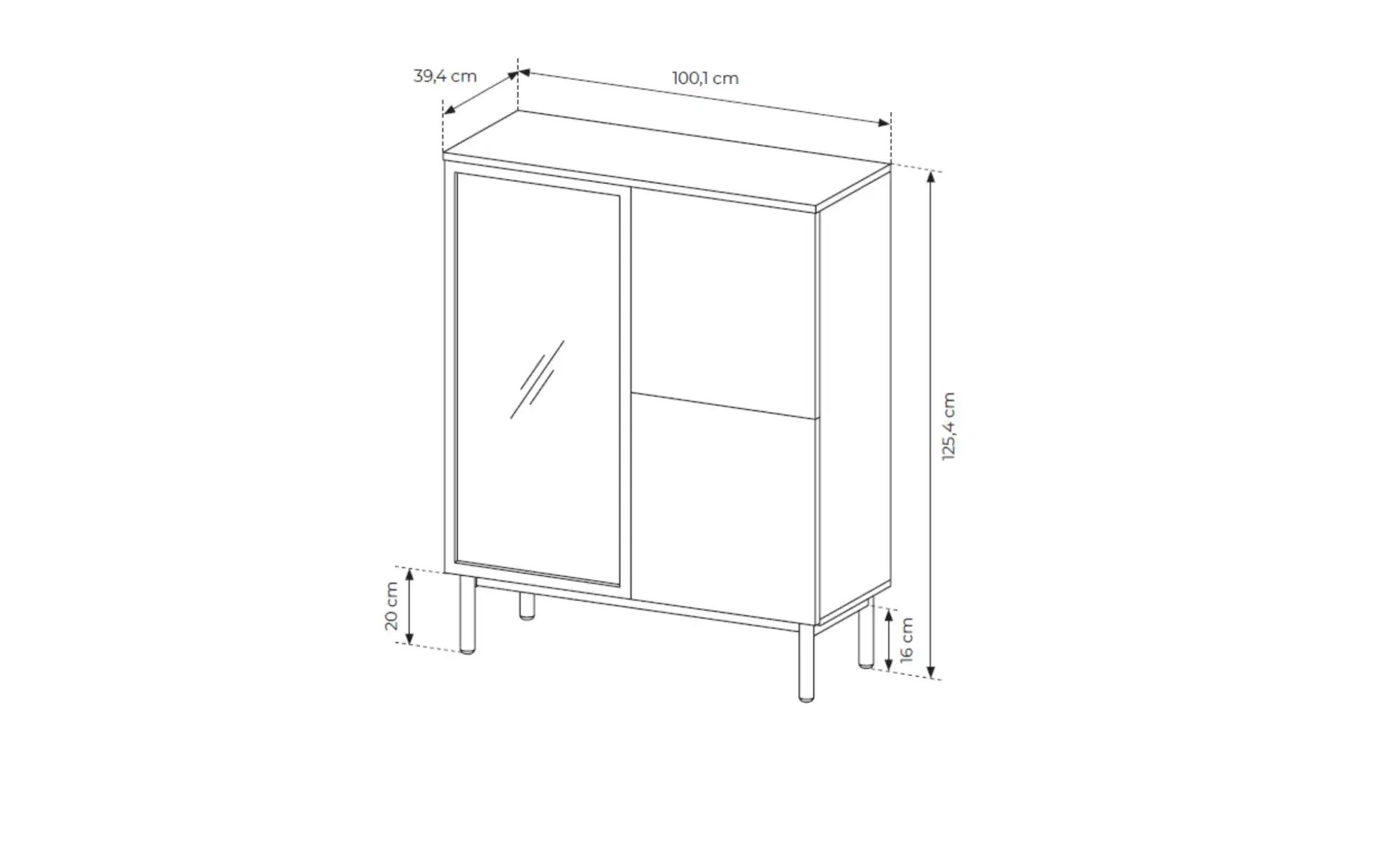 Vitrine   ¦ schwarz ¦ Maße (cm): B: 100 H: 125 Schränke > Vitrinen - Höffne günstig online kaufen