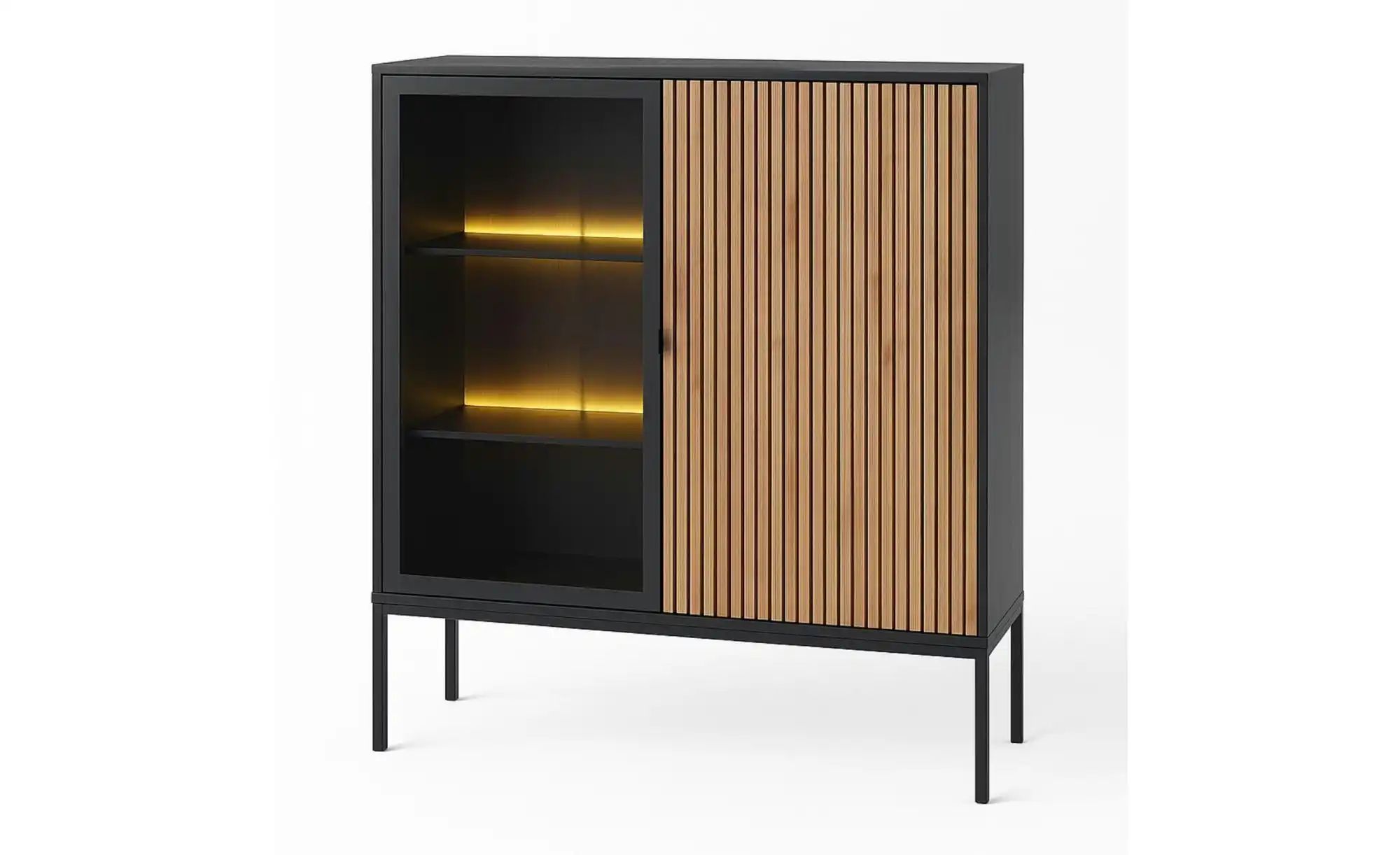 Vitrine   ¦ schwarz ¦ Maße (cm): B: 104 H: 126 Schränke > Vitrinen - Höffne günstig online kaufen