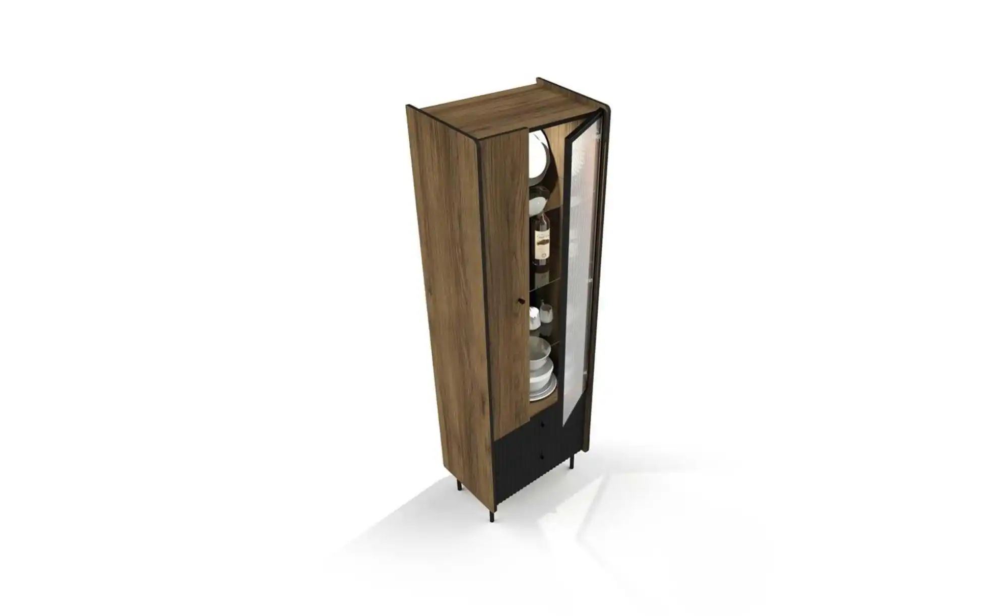 Vitrine   ¦ holzfarben ¦ Maße (cm): B: 59 H: 190 Schränke > Vitrinen - Höff günstig online kaufen
