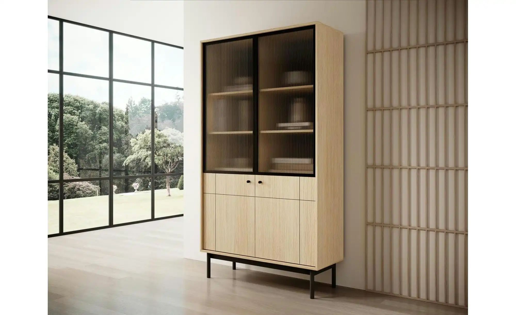 Vitrine   ¦ holzfarben ¦ Maße (cm): B: 104 H: 185 Schränke > Vitrinen - Höf günstig online kaufen