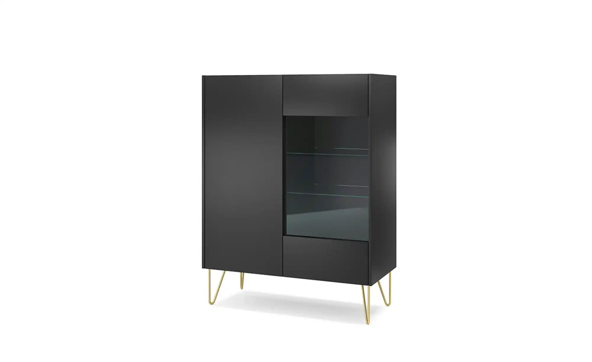 Vitrine   ¦ schwarz ¦ Maße (cm): B: 97 H: 122 Schränke > Vitrinen - Höffner günstig online kaufen