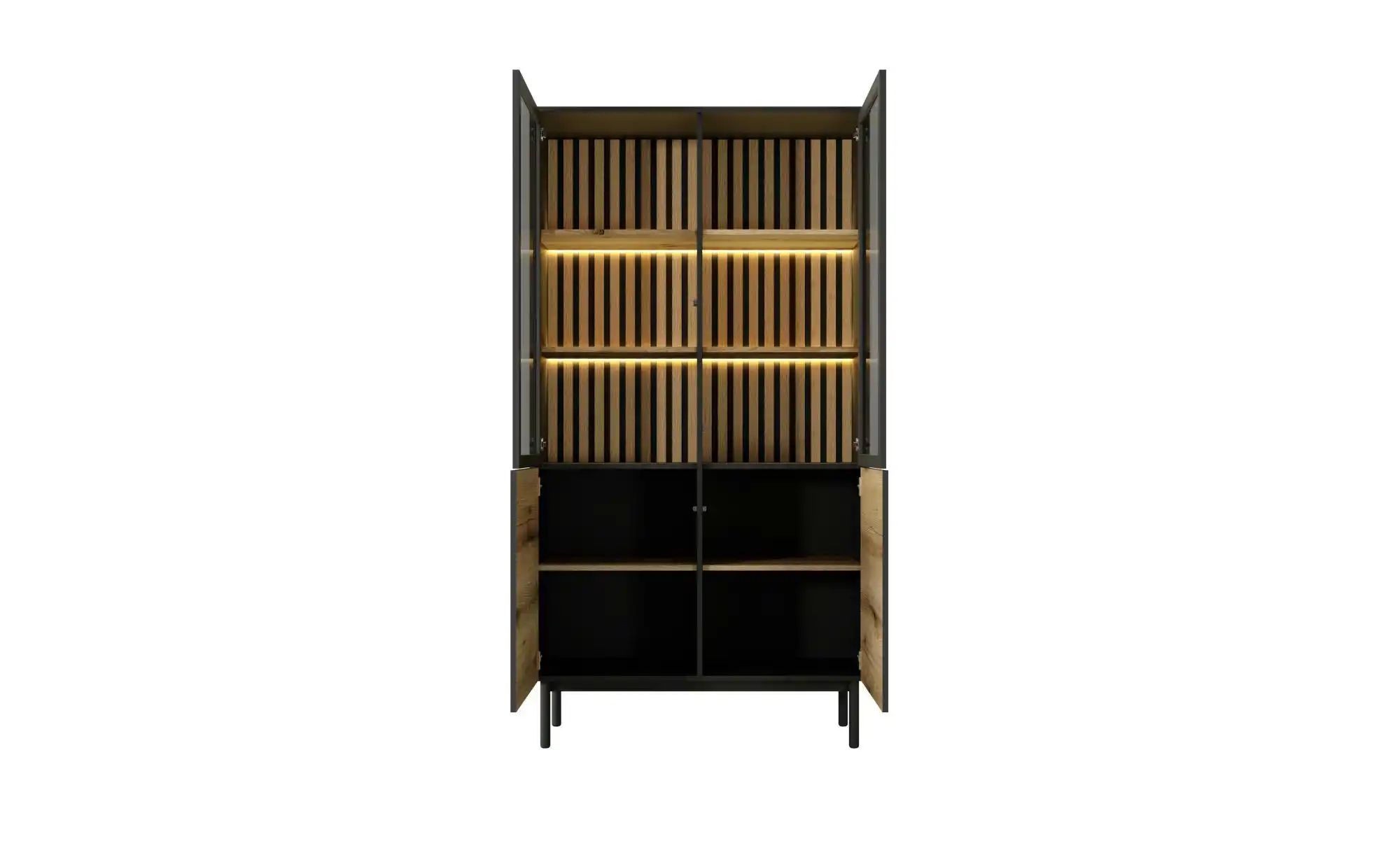 Vitrine   ¦ schwarz ¦ Maße (cm): B: 100 H: 188 Schränke > Vitrinen - Höffne günstig online kaufen
