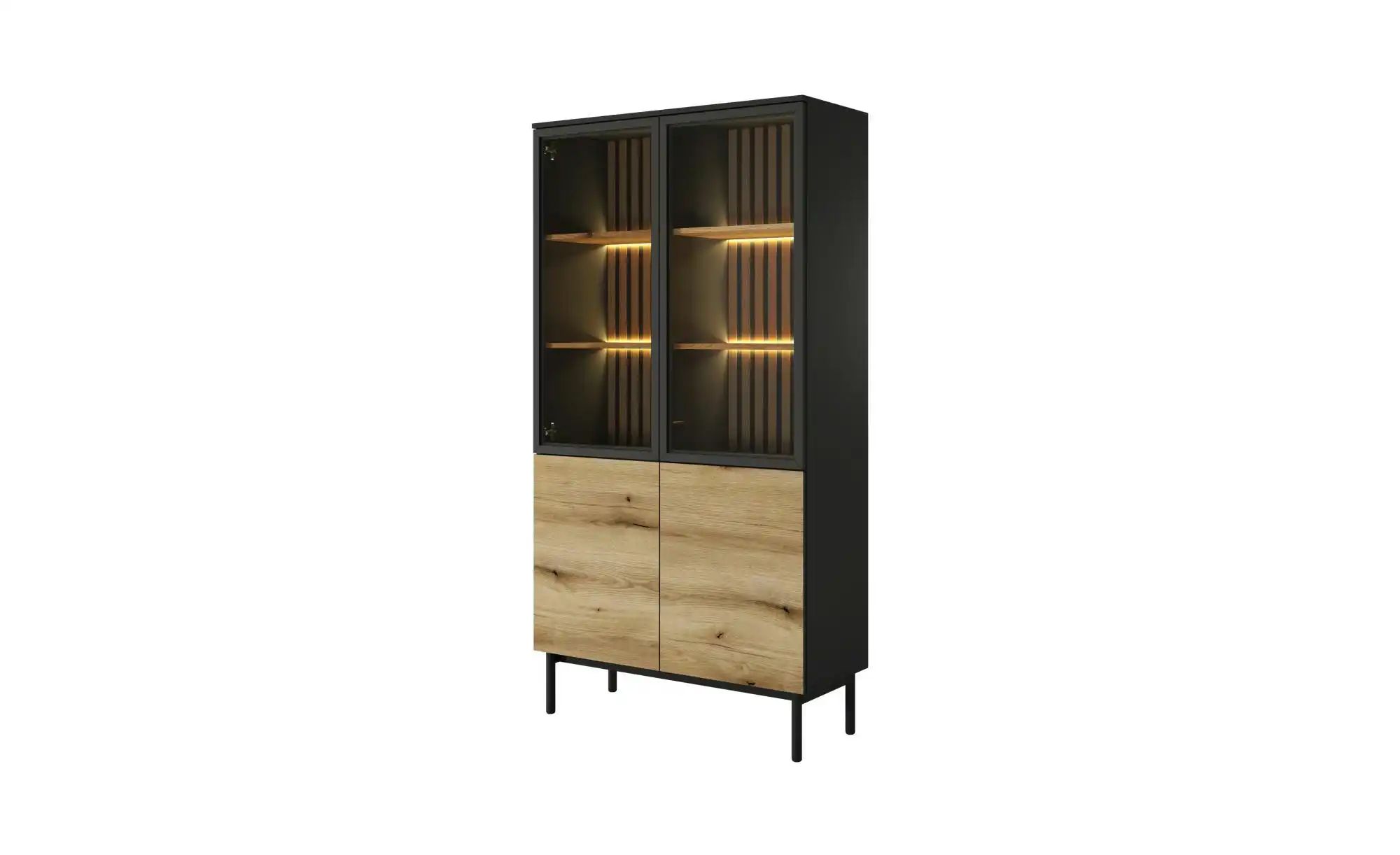 Vitrine   ¦ schwarz ¦ Maße (cm): B: 100 H: 188 Schränke > Vitrinen - Höffne günstig online kaufen