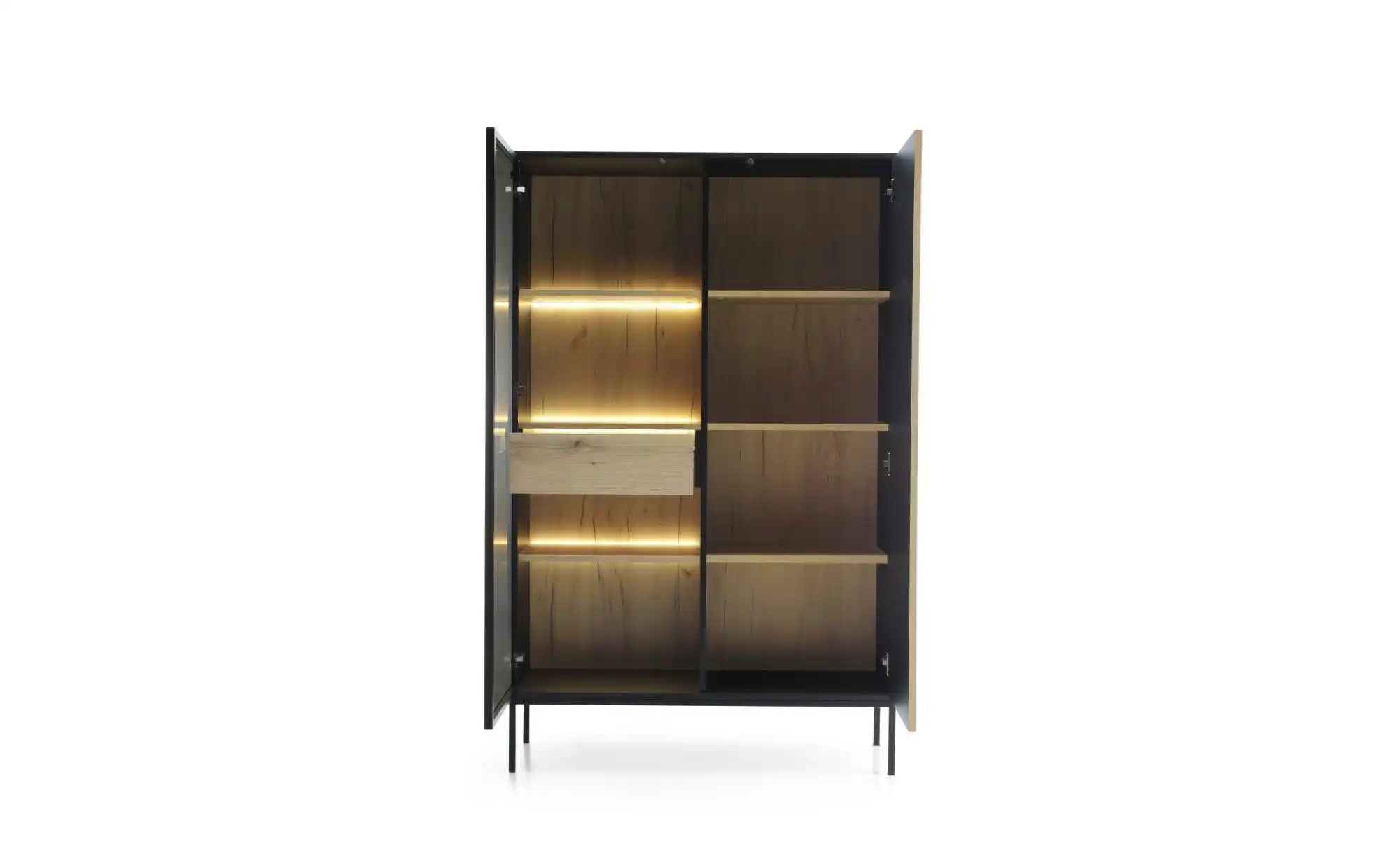 Vitrine   ¦ schwarz ¦ Maße (cm): B: 104 H: 166 Schränke > Vitrinen - Höffne günstig online kaufen