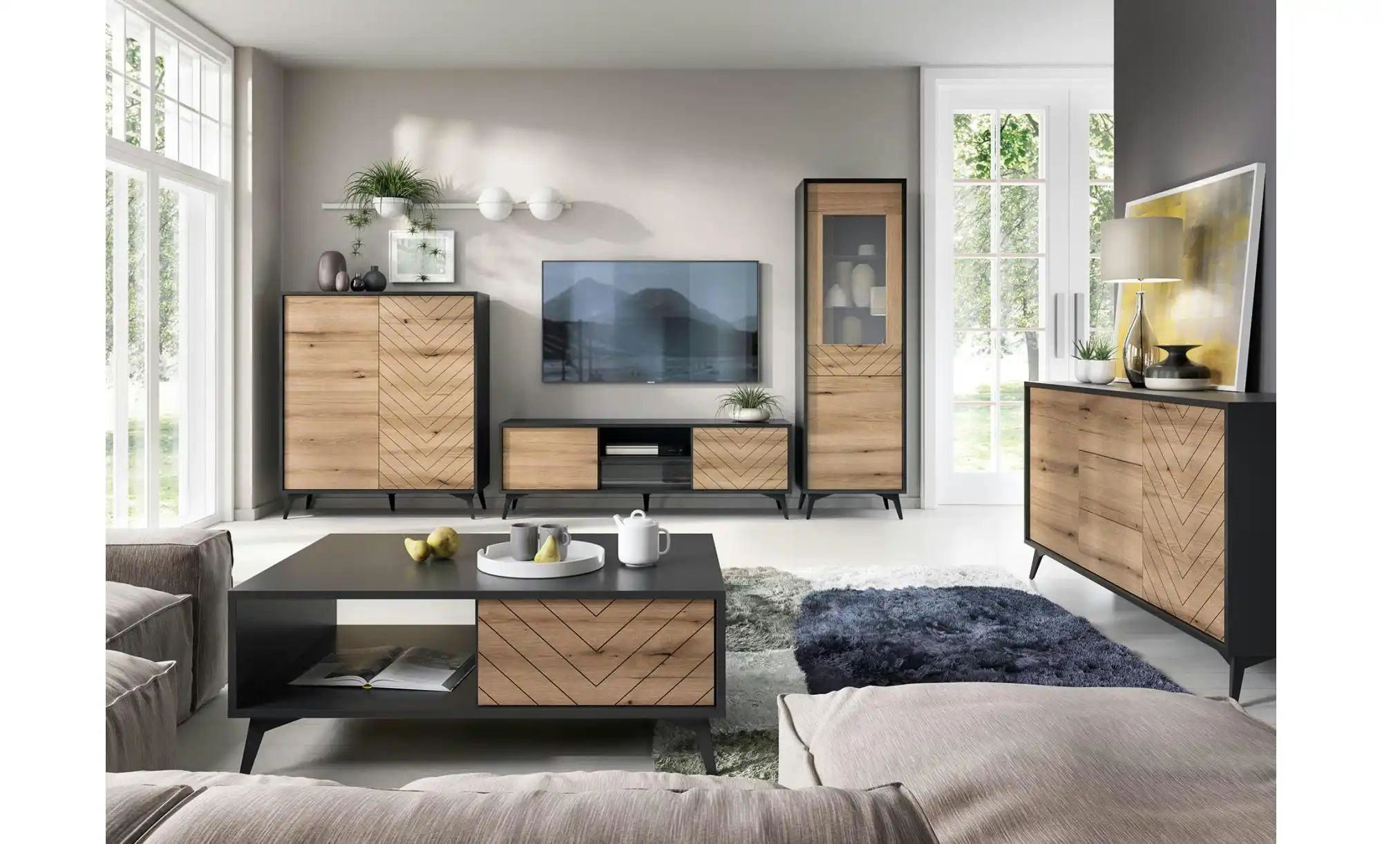Vitrine   ¦ holzfarben ¦ Maße (cm): B: 54 H: 178 Schränke > Vitrinen - Höff günstig online kaufen
