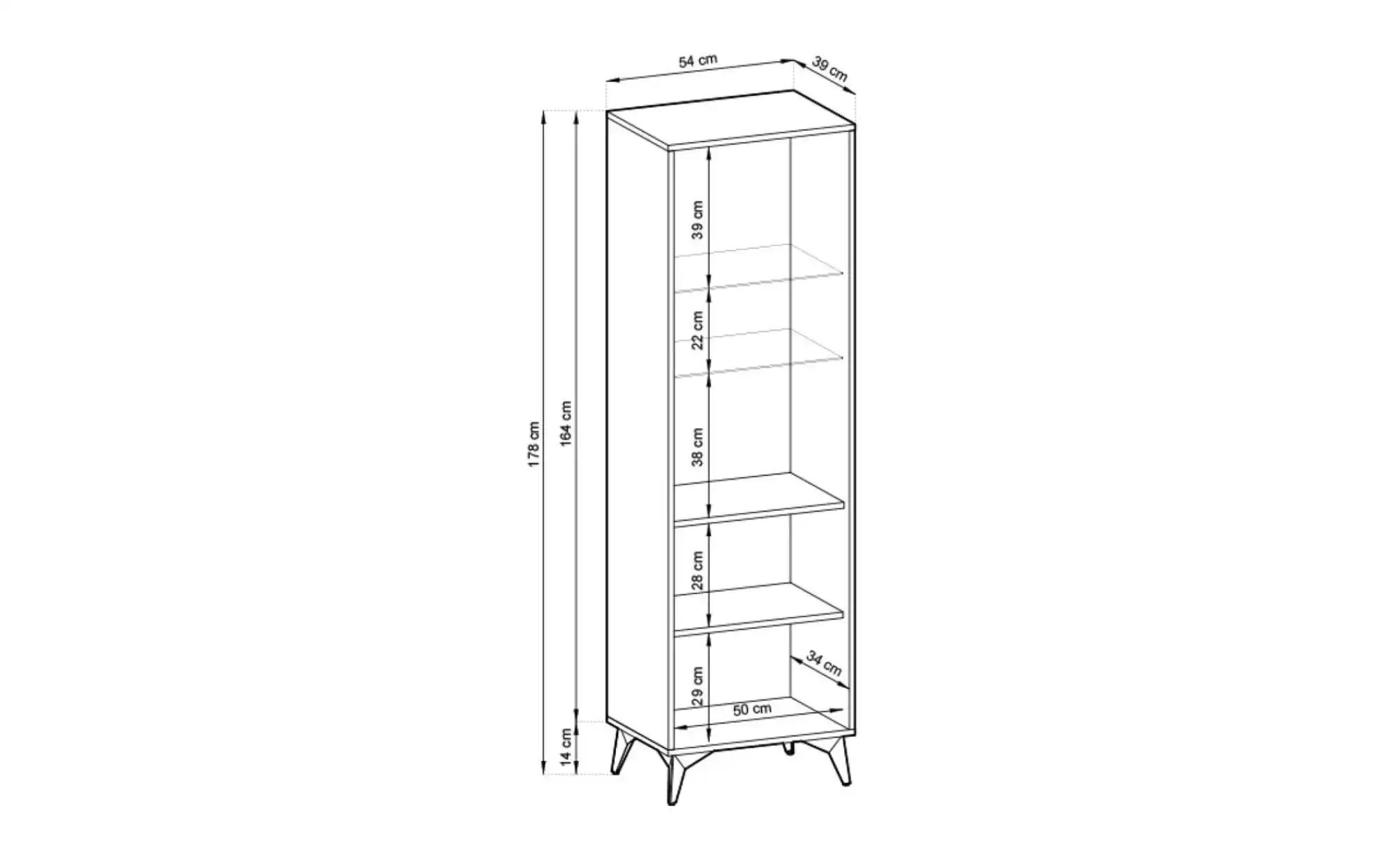 Thumbnail - Vitrine   ¦ holzfarben ¦ Maße (cm): B: 54 H: 178 Schränke > Vitrinen - Höffner