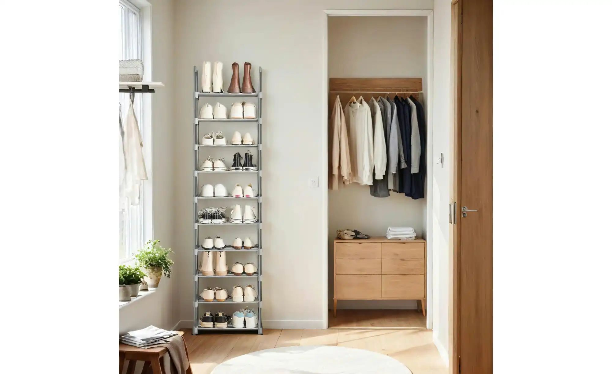 Schuhregal   ¦ grau ¦ Maße (cm): B: 45 H: 174 Regale > Schuhregale - Höffne günstig online kaufen