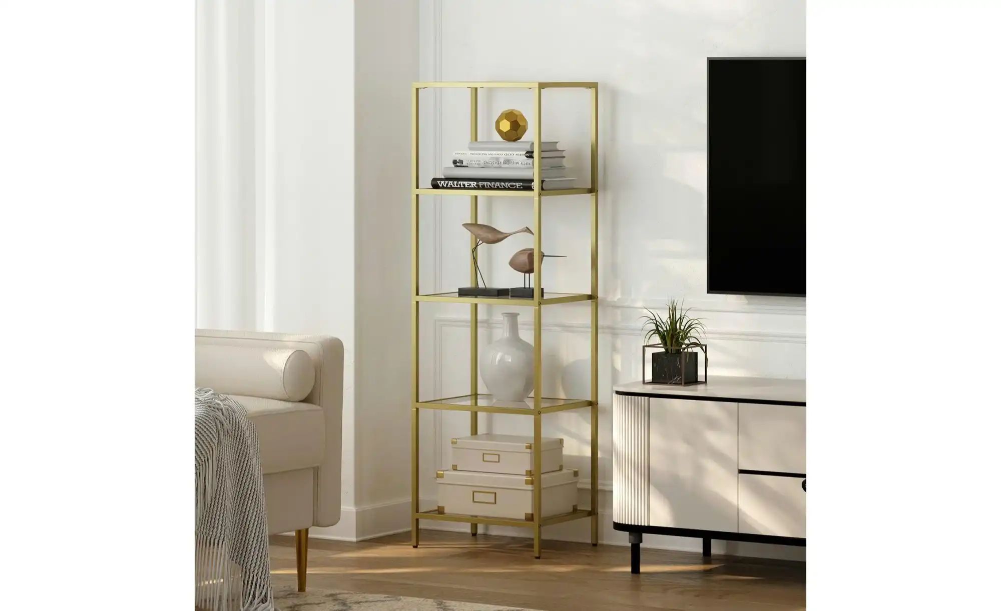 Thumbnail - Standregal ¦ gold ¦ Maße (cm): B: 40 H: 124,5 Regale > Standregale - Höffner