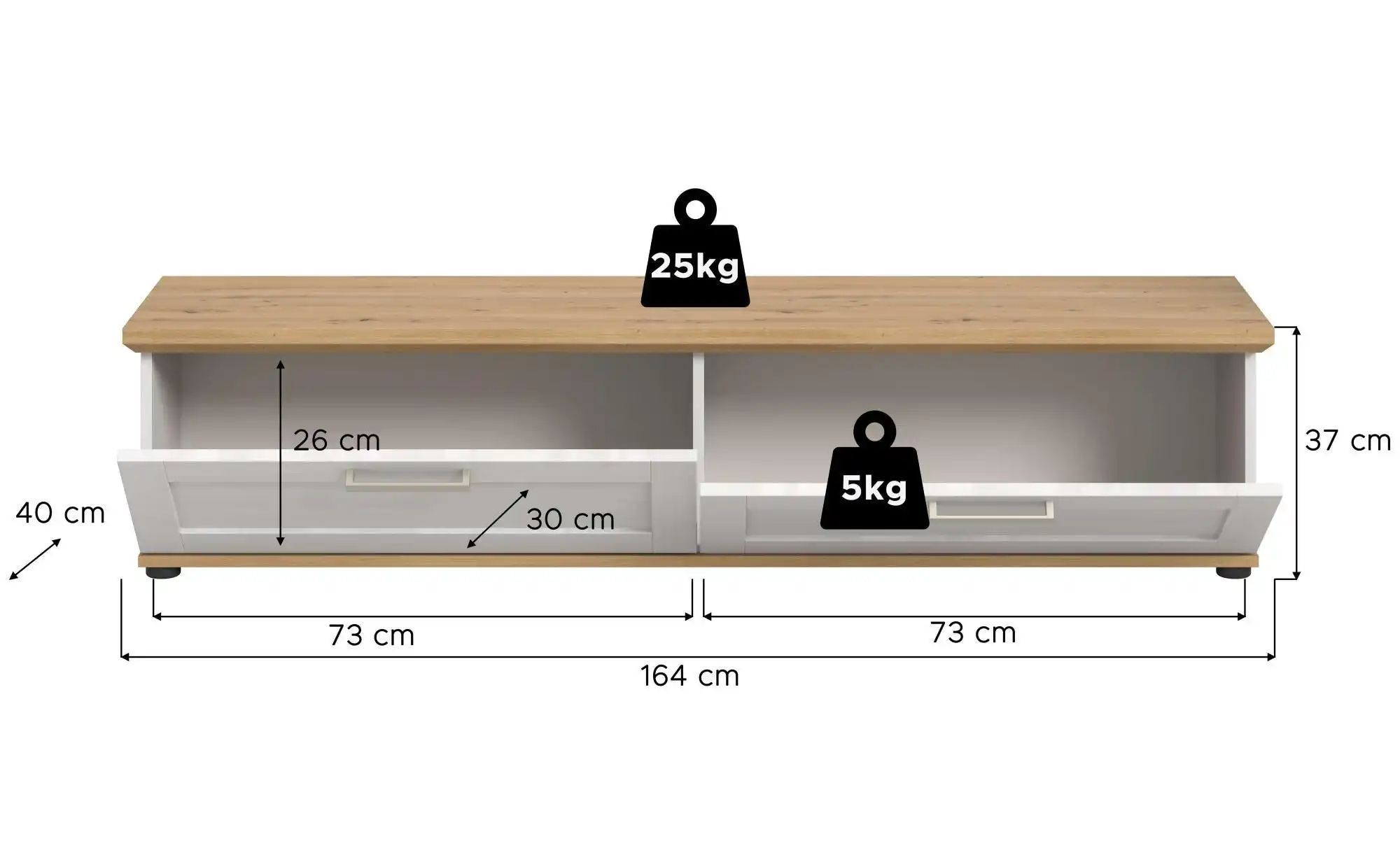 Lowboard   ¦ holzfarben ¦ Maße (cm): B: 164 H: 37 Kommoden & Sideboards > L günstig online kaufen