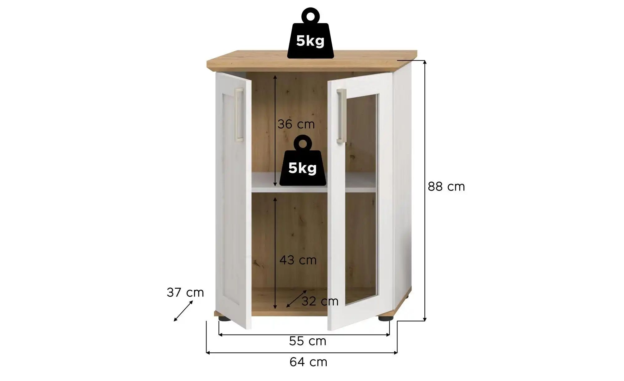 Vitrine   ¦ holzfarben ¦ Maße (cm): B: 64 H: 88 Schränke > Vitrinen - Höffn günstig online kaufen