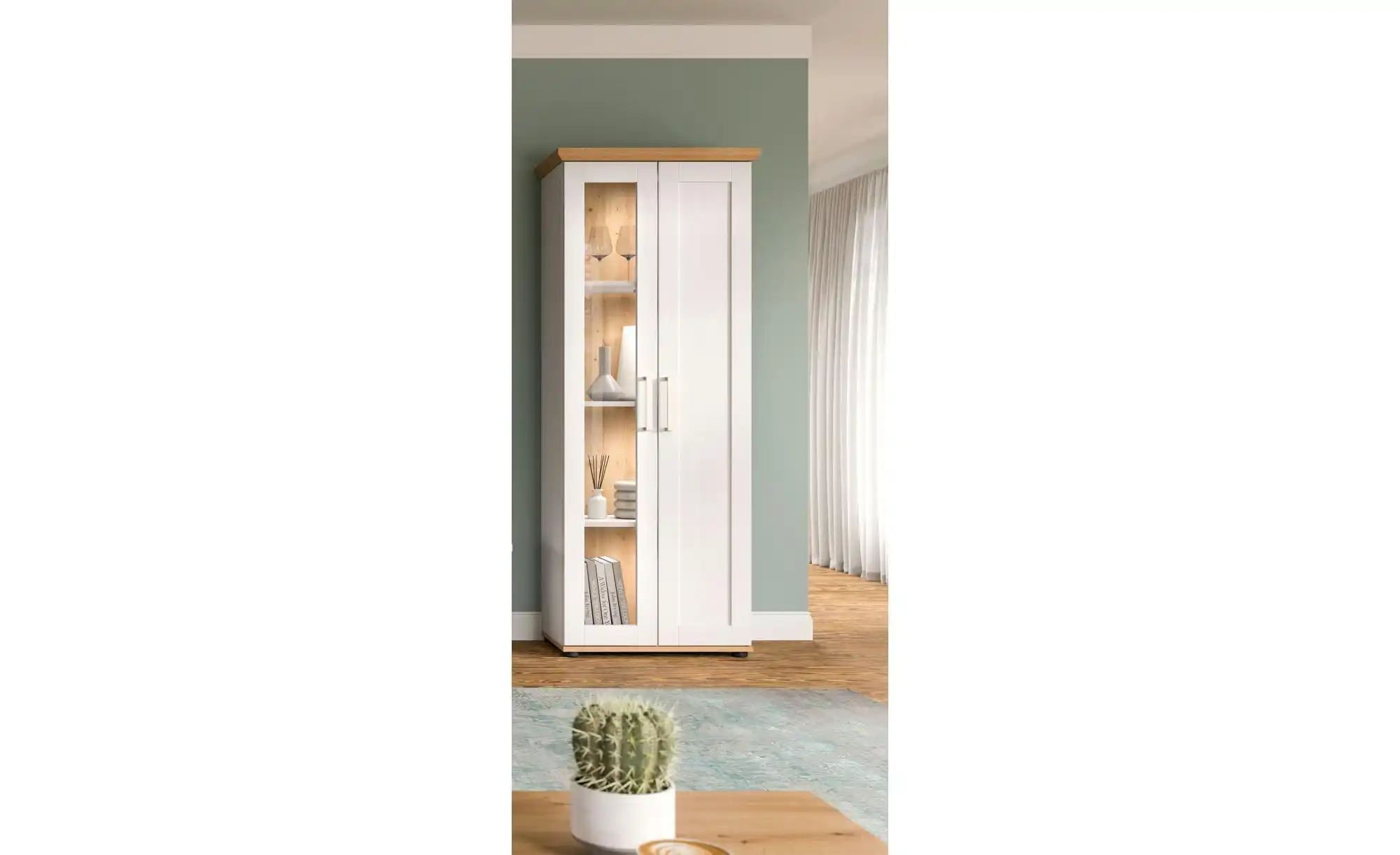 Vitrine   ¦ holzfarben ¦ Maße (cm): B: 64 H: 161 Schränke > Vitrinen - Höff günstig online kaufen