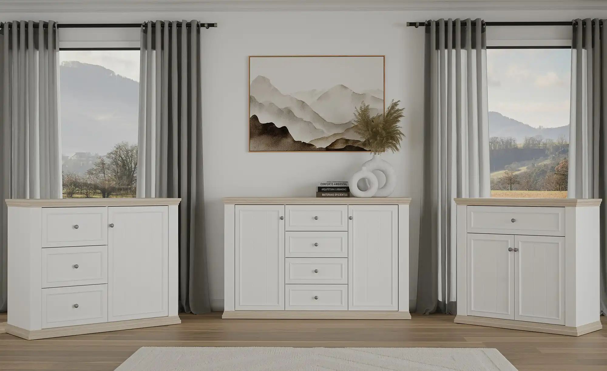 Thumbnail - Kommode  Countryside ¦ weiß ¦ Maße (cm): B: 119,5 H: 95,3 T: 43.5 Kommoden & Sideboards > Kommoden - Höffner