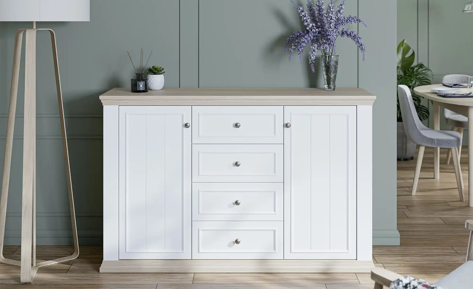 Thumbnail - Sideboard  Countryside ¦ weiß ¦ Maße (cm): B: 148,6 H: 95,3 T: 43.5 Kommoden & Sideboards > Kommoden - Höffner