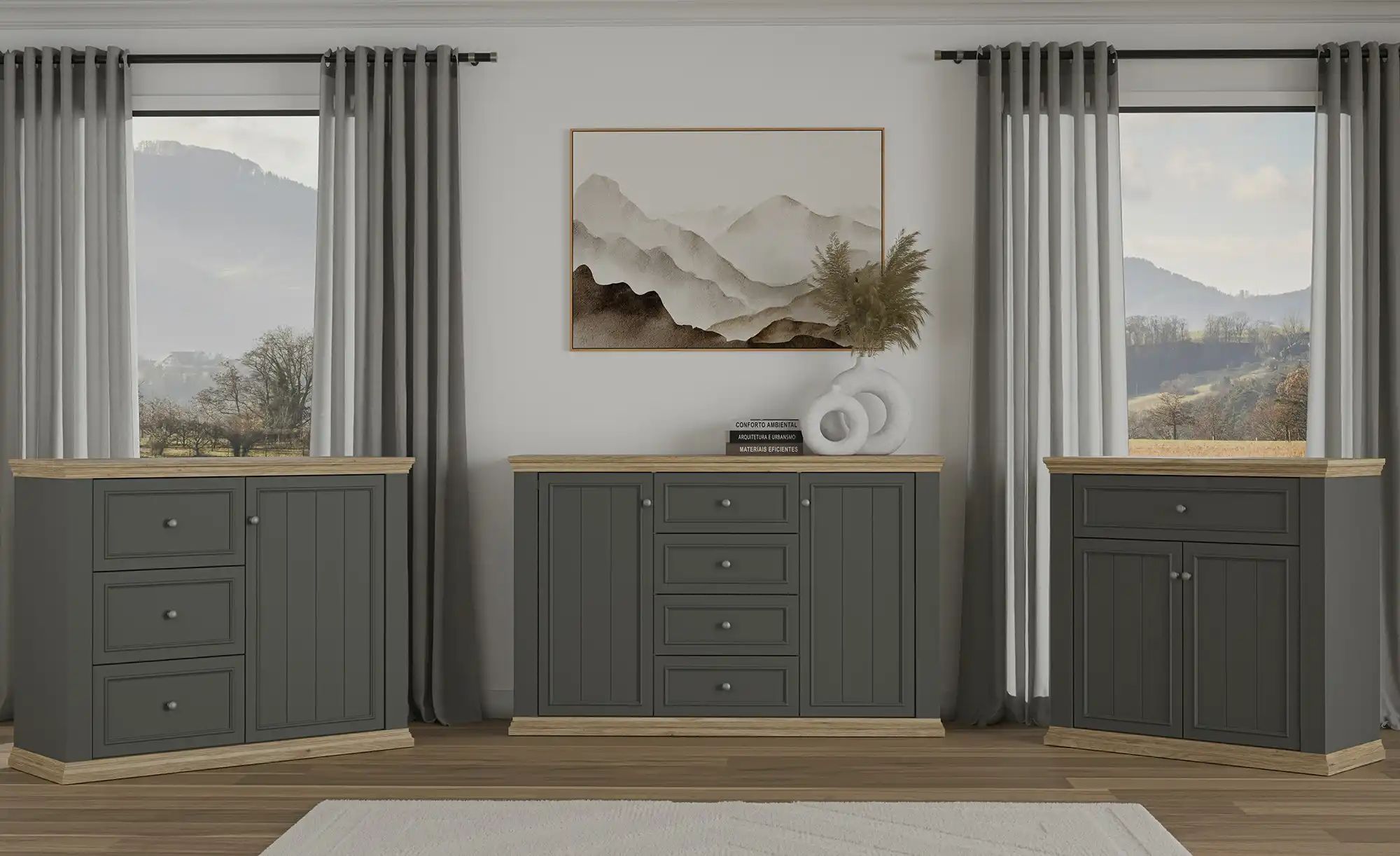 Thumbnail - Kommode  Countryside ¦ grau ¦ Maße (cm): B: 119,5 H: 95,3 T: 43.5 Kommoden & Sideboards > Kommoden - Höffner