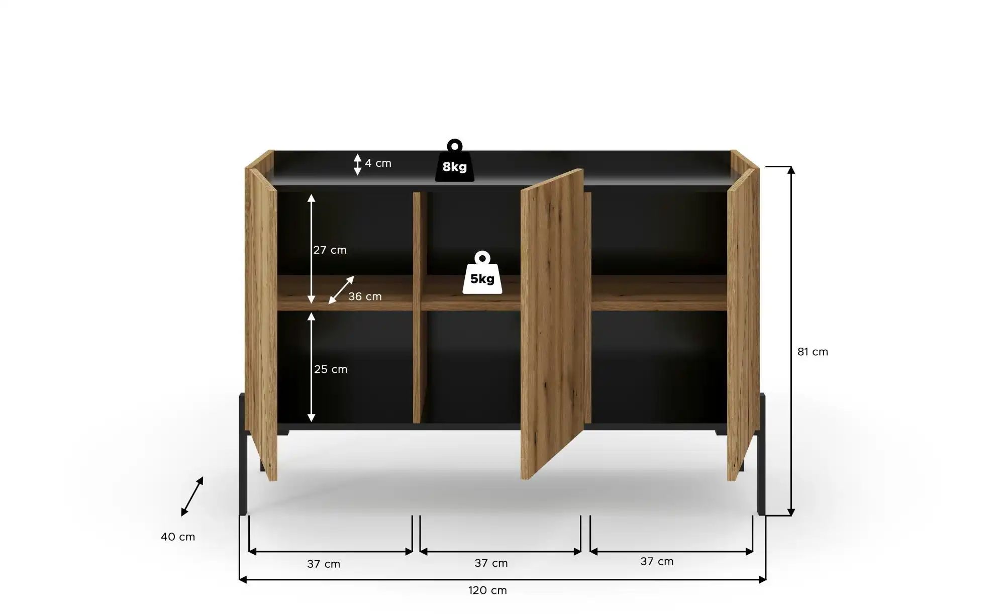 Sideboard   ¦ holzfarben ¦ Maße (cm): B: 120 H: 81 Kommoden & Sideboards > günstig online kaufen