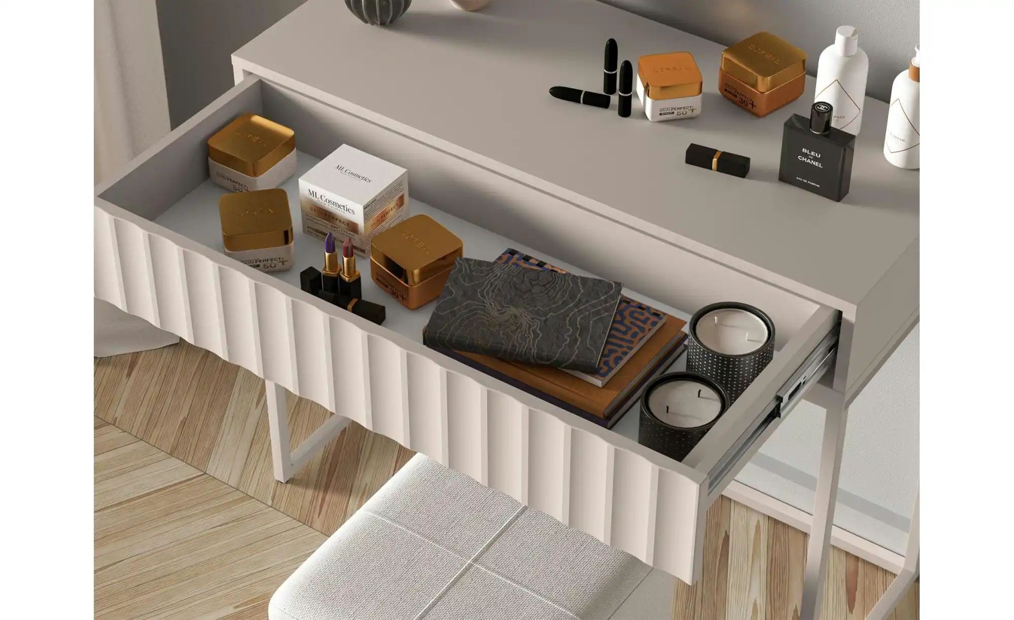 Selsey Schminktisch   ¦ beige ¦ Maße (cm): B: 91,6 H: 78,1 Tische > Schmink günstig online kaufen