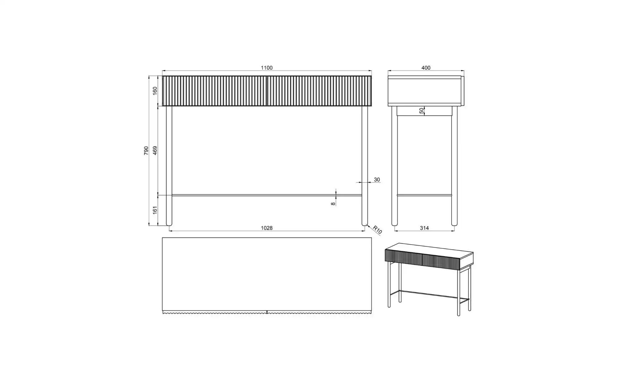 Selsey Schminktisch   ¦ holzfarben ¦ Maße (cm): B: 110 H: 79 Tische > Schmi günstig online kaufen