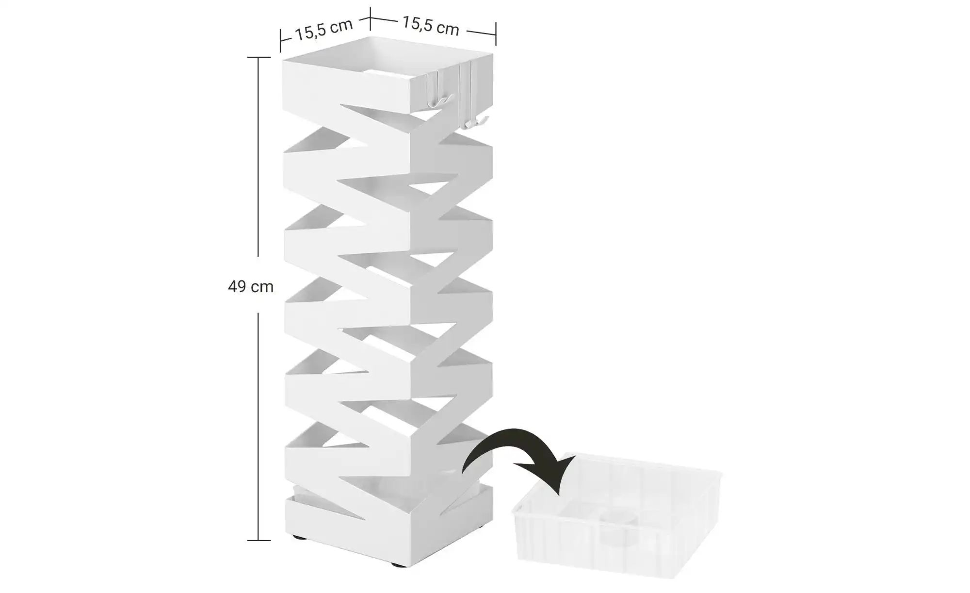 Thumbnail - Regenschirmhalter   ¦ weiß ¦ Metall,Kunststoff ¦ Maße (cm): B: 15,5 H: 49 Aufbewahrung > Zeitungsständer & Schirmständer...