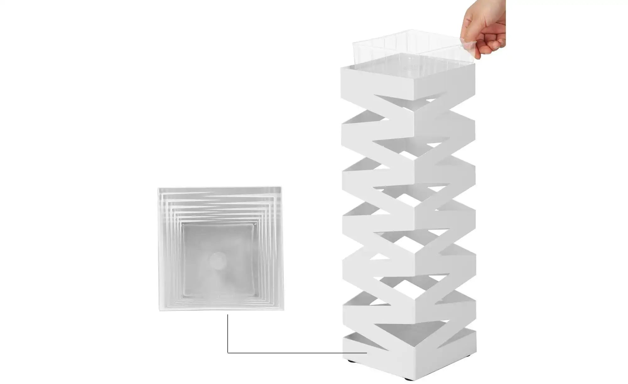 Thumbnail - Regenschirmhalter   ¦ weiß ¦ Metall,Kunststoff ¦ Maße (cm): B: 15,5 H: 49 Aufbewahrung > Zeitungsständer & Schirmständer...