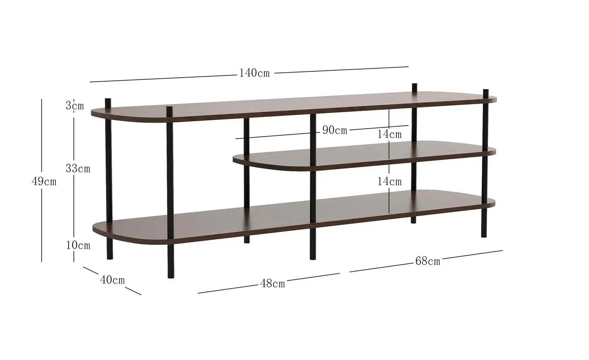Thumbnail - TV-Schrank ¦ schwarz ¦ Maße (cm): B: 140 H: 49 Kommoden & Sideboards > Lowboards - Höffner