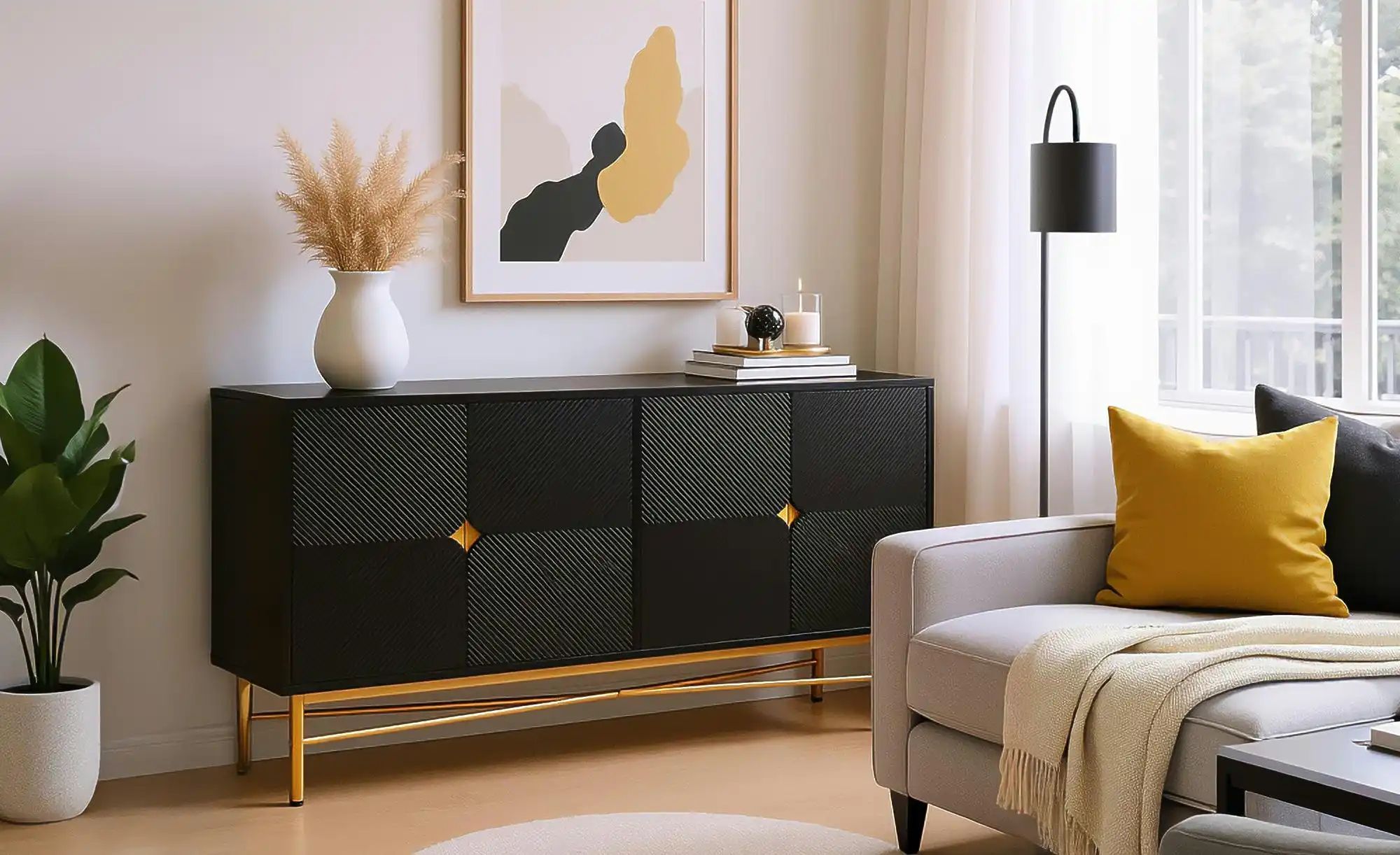 Sideboard   ¦ schwarz ¦ Maße (cm): B: 160 H: 82 Kommoden & Sideboards > Sid günstig online kaufen
