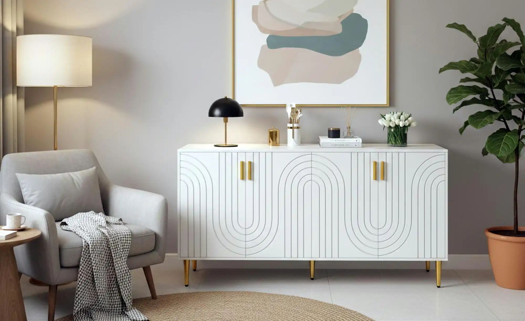 Sideboard   ¦ weiß ¦ Maße (cm): B: 152 H: 75 Kommoden & Sideboards > Sidebo günstig online kaufen