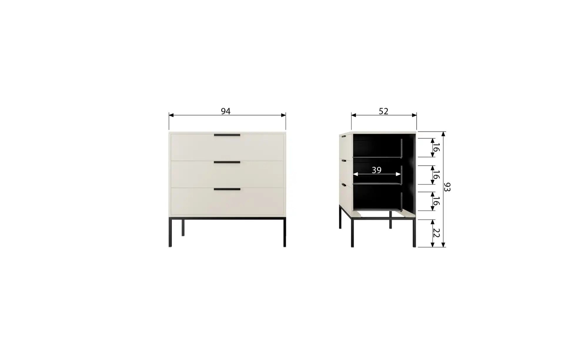 WOOOD Kommode   ¦ grau ¦ Maße (cm): B: 94 H: 93 Kommoden & Sideboards > Kom günstig online kaufen