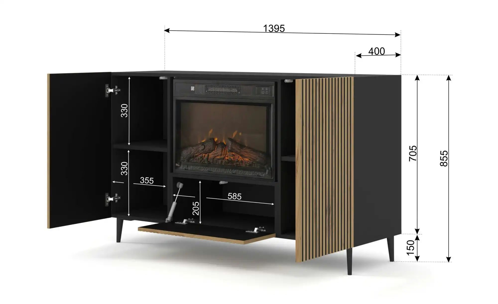 Thumbnail - Sideboard   ¦ schwarz ¦ Maße (cm): B: 139,5 H: 85,5 Kommoden & Sideboards > Sideboards - Höffner