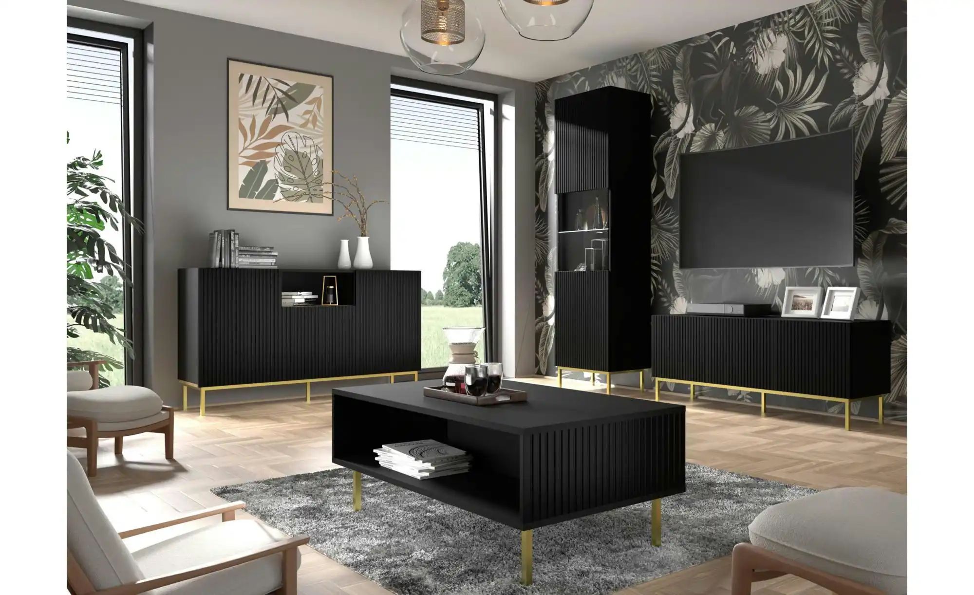 Sideboard   ¦ schwarz ¦ Maße (cm): B: 150 H: 89 Kommoden & Sideboards > Sid günstig online kaufen