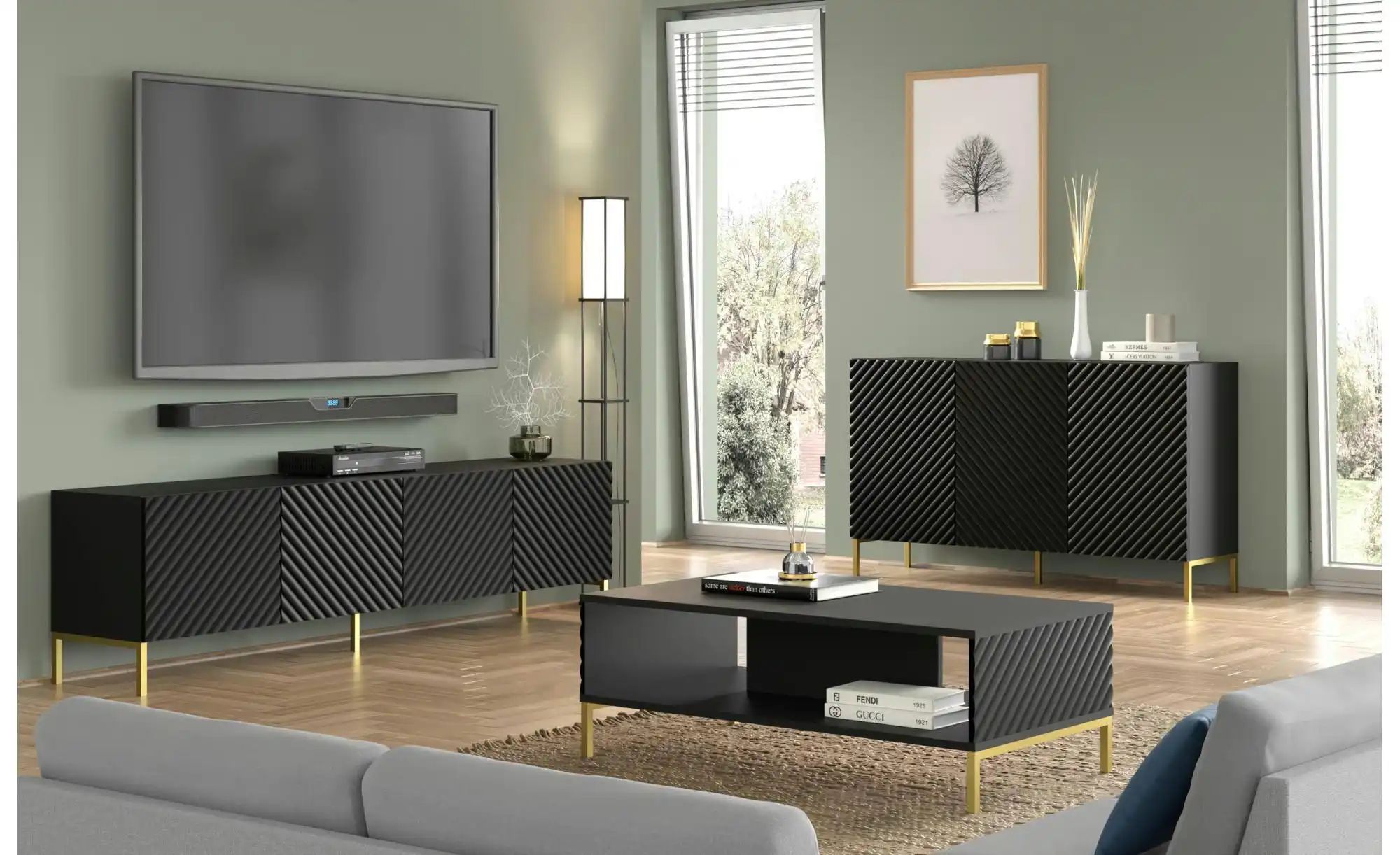 Sideboard   ¦ schwarz ¦ Maße (cm): B: 150 H: 87 Kommoden & Sideboards > Sid günstig online kaufen