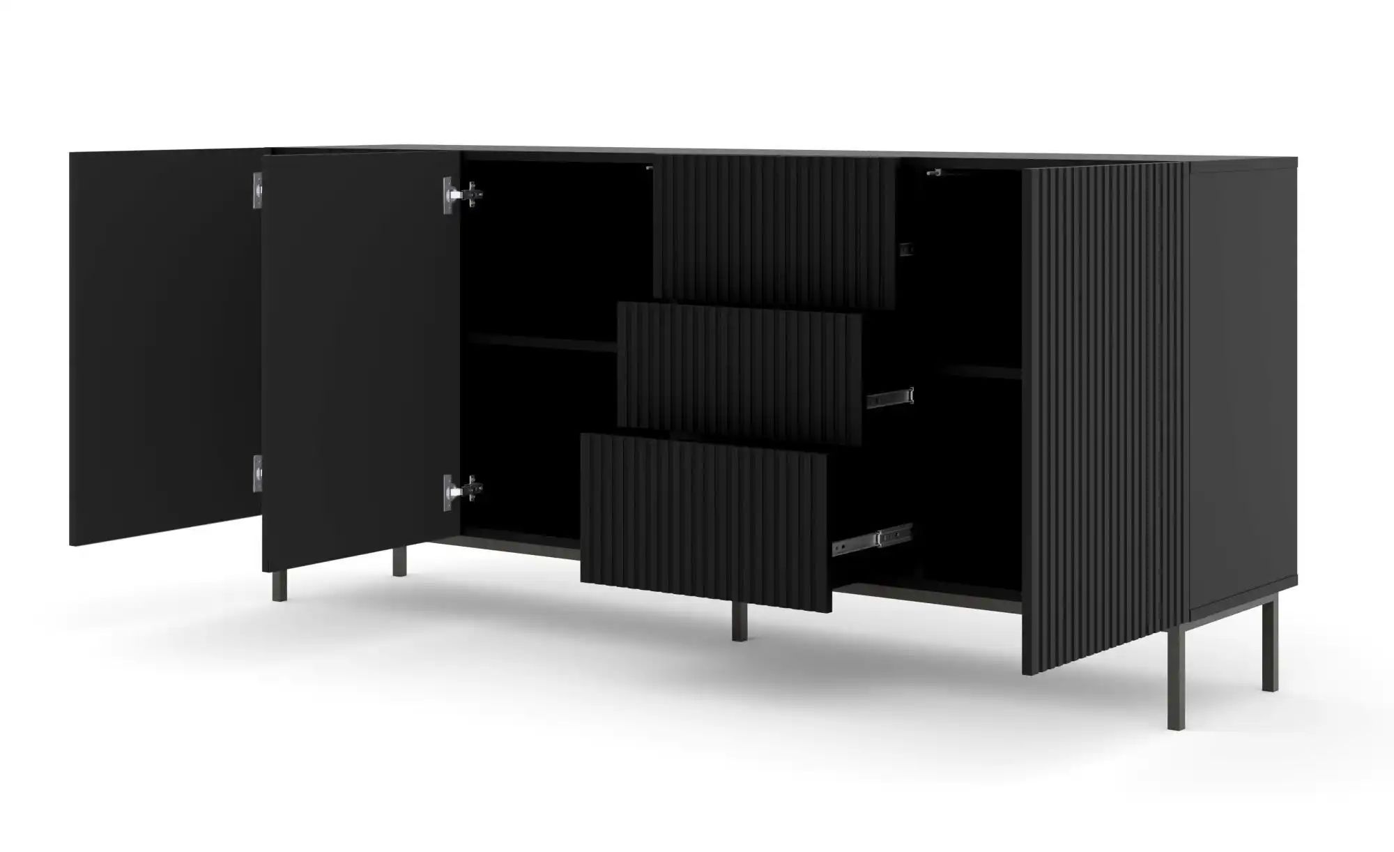 Sideboard   ¦ schwarz ¦ Maße (cm): B: 200 H: 89 Kommoden & Sideboards > Sid günstig online kaufen