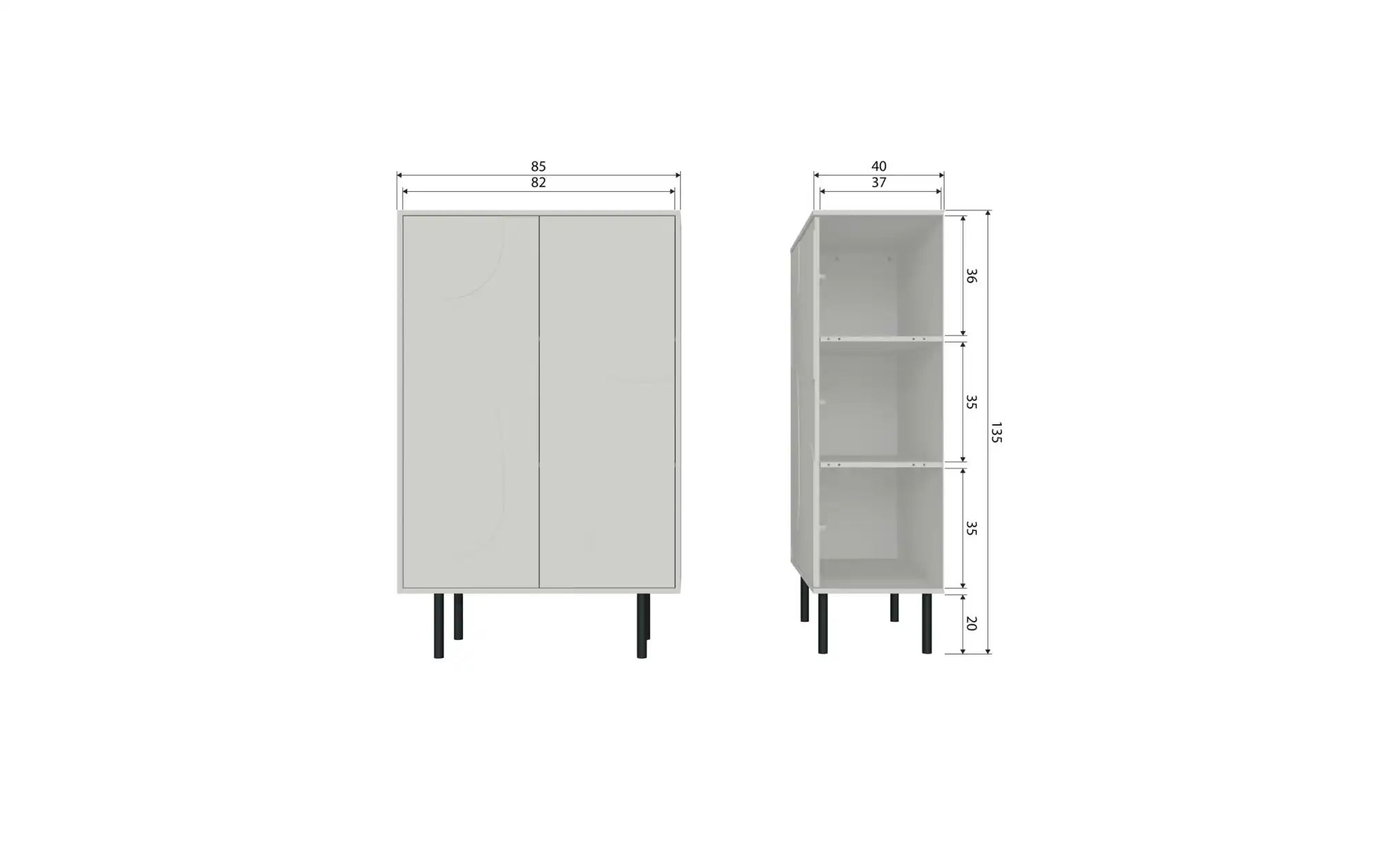 Thumbnail - WOOOD Highboard ¦ grau ¦ Maße (cm): B: 85 H: 135 Kommoden & Sideboards > Highboards - Höffner