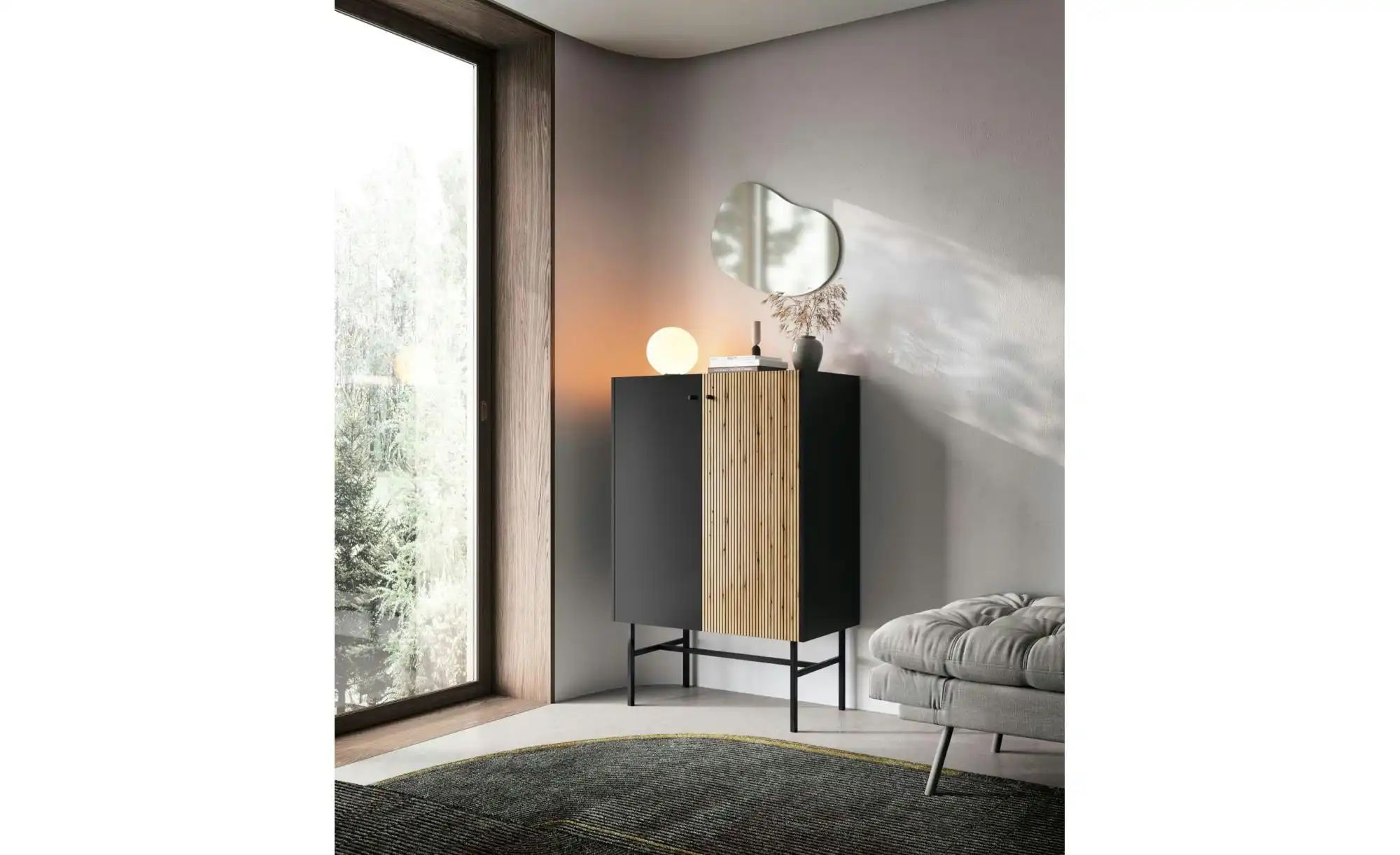 Thumbnail - Selsey Highboard   ¦ schwarz ¦ Maße (cm): B: 93,2 H: 131,7 Kommoden & Sideboards > Highboards - Höffner