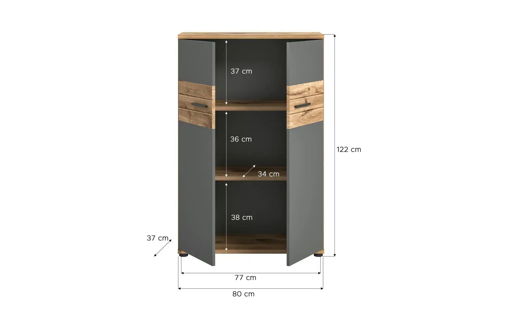 Büroschrank ¦ grau ¦ Maße (cm): B: 80 H: 122 T: 37 Schränke > Aktenschränke günstig online kaufen