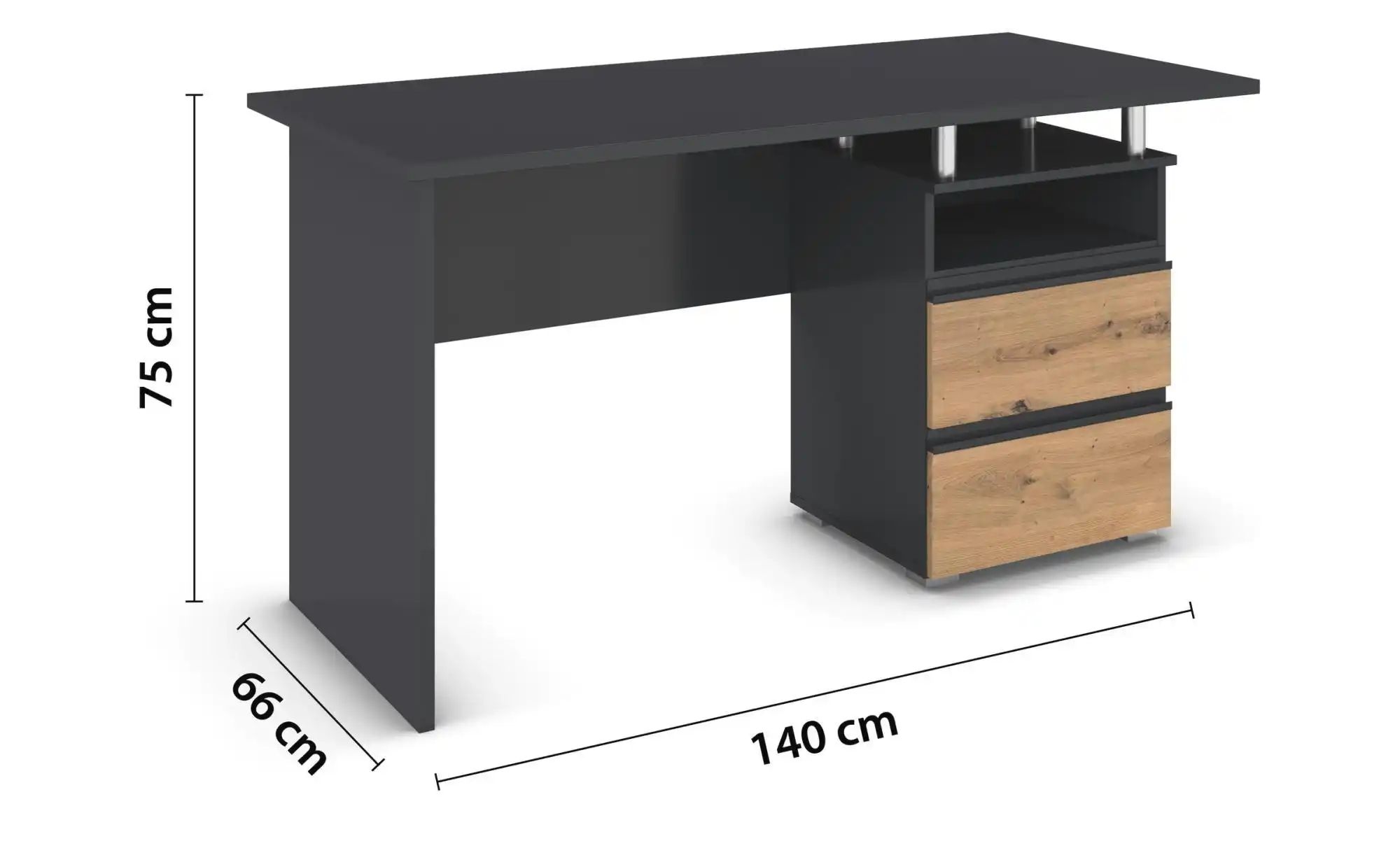 Schreibtisch ¦ grau ¦ Maße (cm): B: 140 H: 75 Tische > Schreibtische - Höff günstig online kaufen