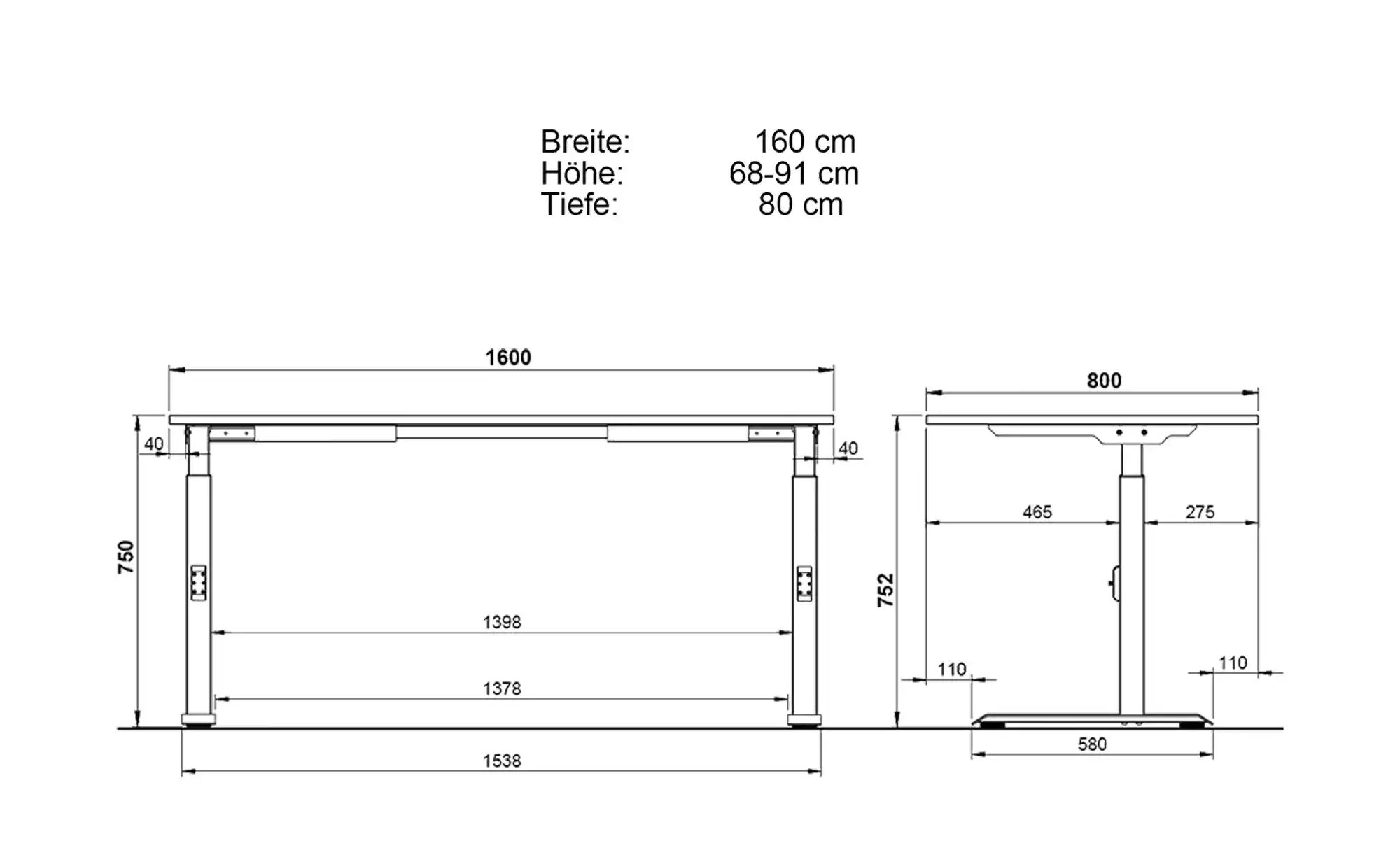 Schreibtisch  Arlau ¦ holzfarben ¦ Maße (cm): B: 160 H: 68 T: 80.0 Tische > günstig online kaufen