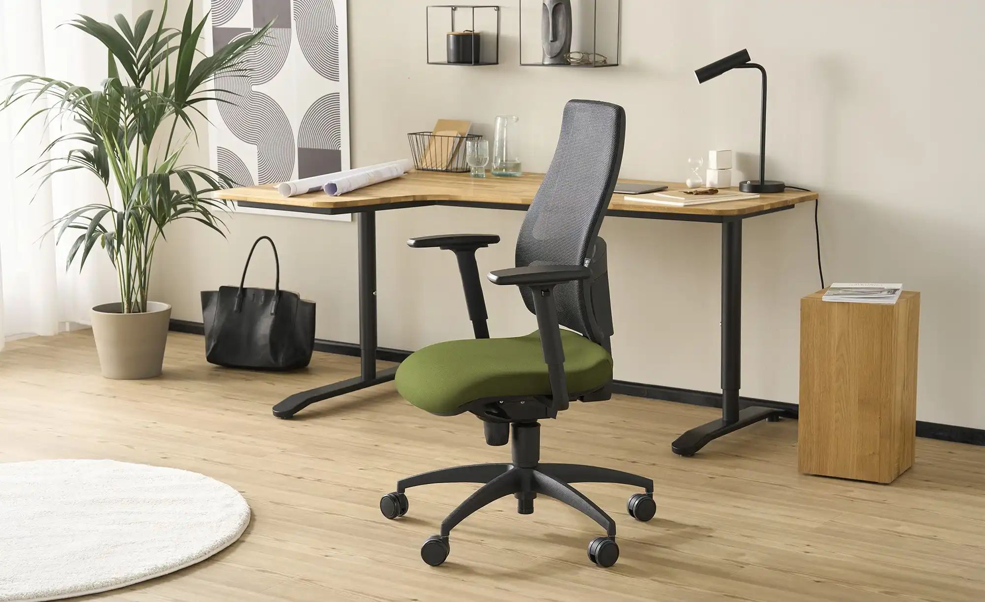 Thumbnail - home worx Büro-Drehstuhl HWO ¦ grün ¦ Maße (cm): B: 70 H: 108 T: 70.0 Stühle > Bürostühle - Höffner