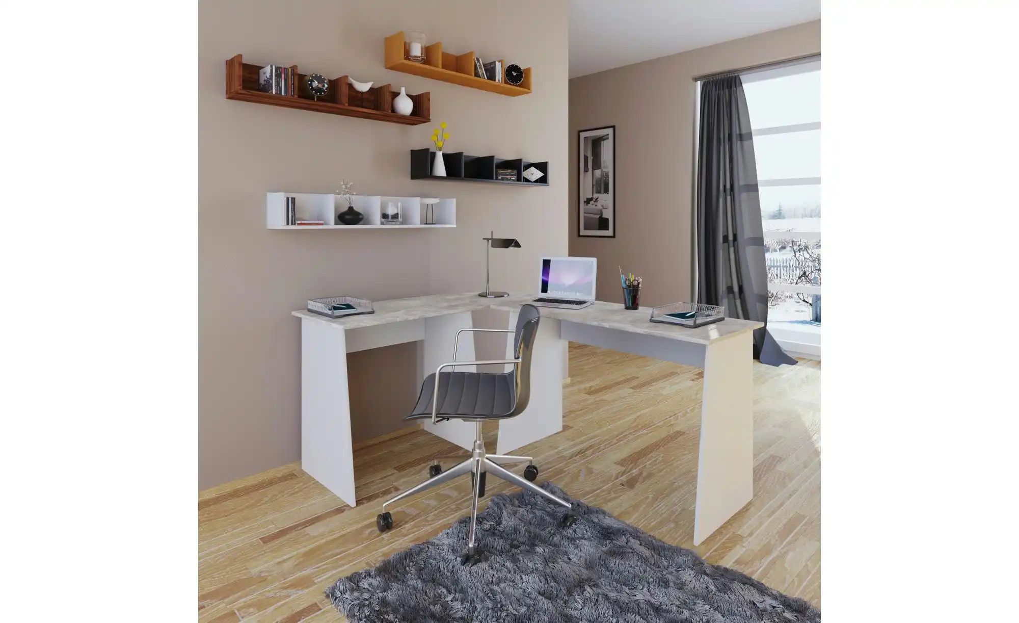 Thumbnail - Eckschreibtisch  Masola ¦ weiß ¦ Maße (cm): B: 135 H: 74 Tische > Schreibtische - Höffner